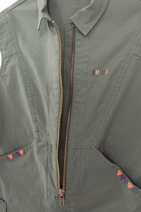 GIRLS' KHAKI JUMPSUIT WITH COLOUR EMBROIDERY 6