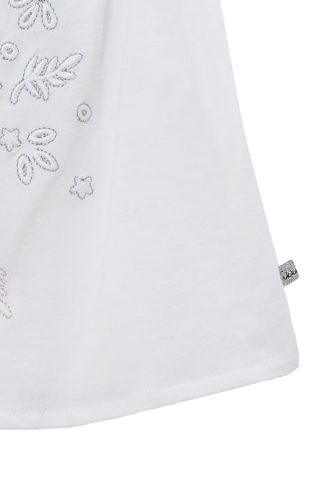 GIRLS’ WHITE ORGANIC COTTON T-SHIRT, PINEAPPLE EMBROIDERY 3
