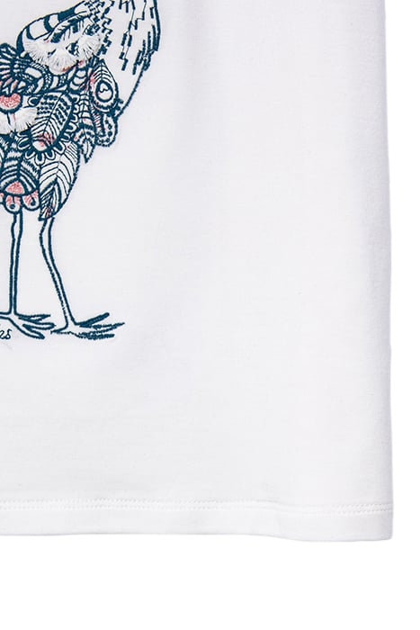 GIRLS’ ECRU VISUAL BLUE PEACOCK EMBROIDERED T-SHIRT 4