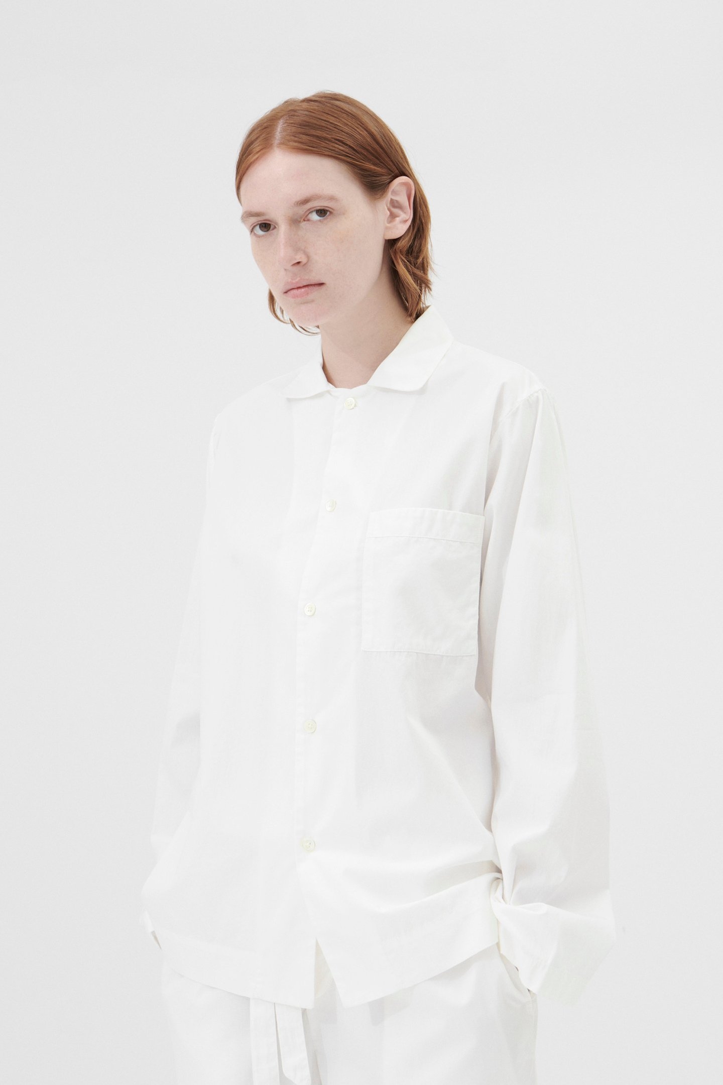 UNISEX POPLIN, PYJAMAS SHIRT ALABASTER WHITE 1
