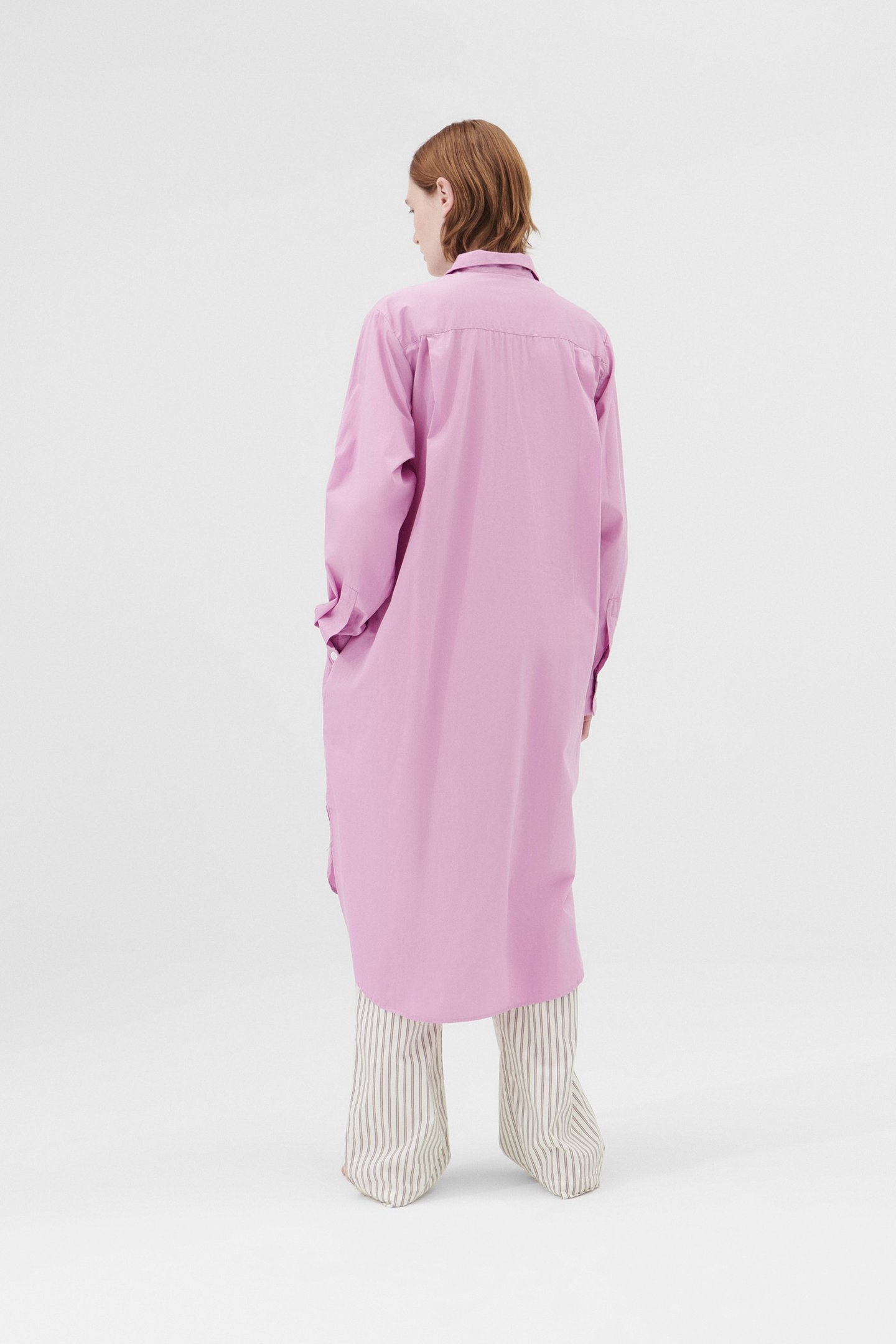 UNISEX POPLIN, NIGHT SHIRT PURPLE PINK 1