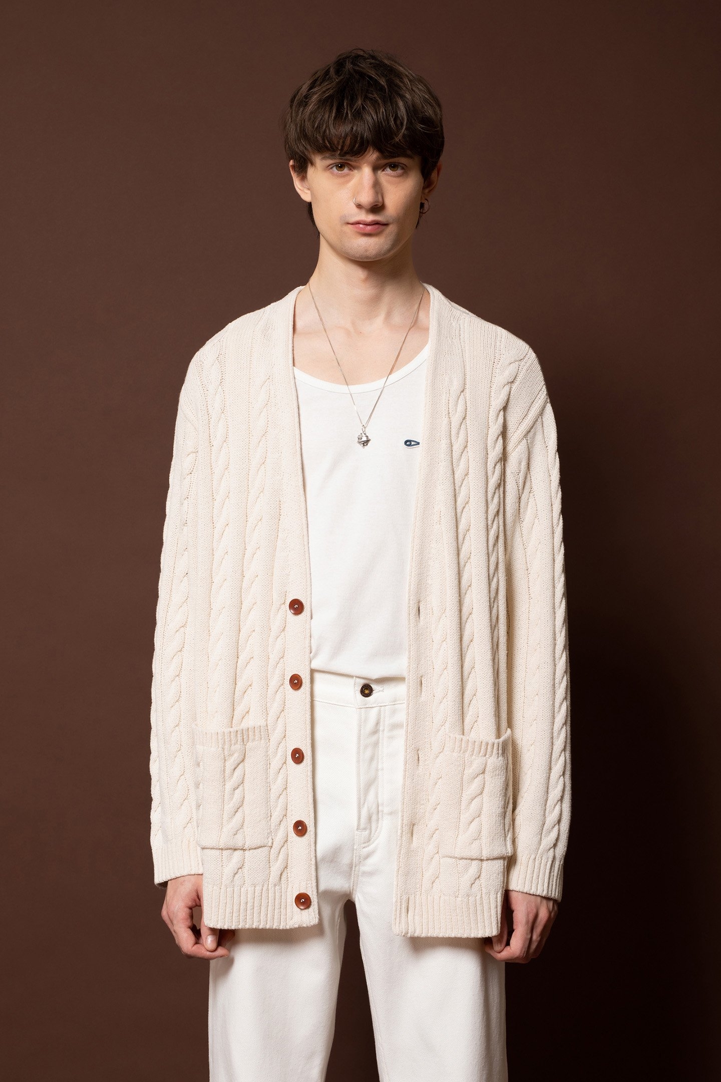 CABLE KNIT CARDIGAN REBIRTH OFFWHITE 2