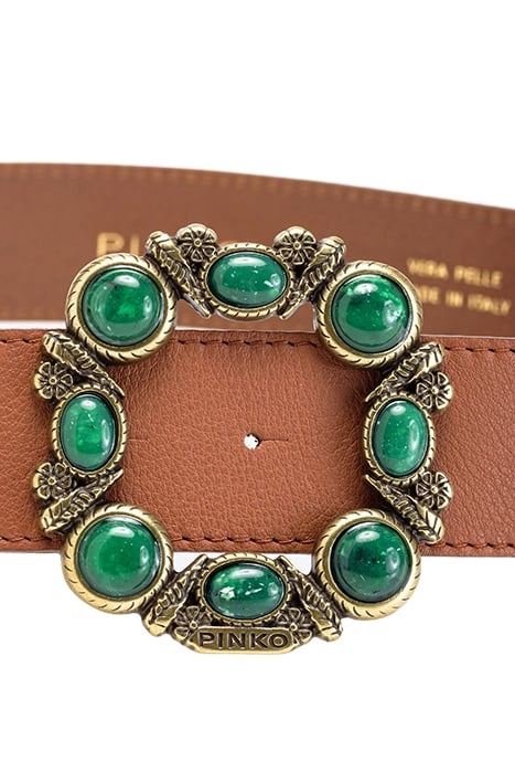 VIOLETTE CINTURA PELLE VITELLO COGNAC-ANTIQUE GOLD 2