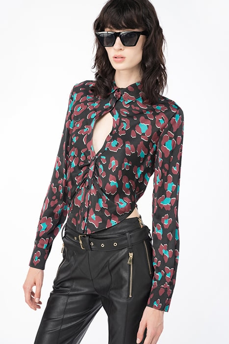 CYBERNELLA SHIRT BLACK/LIGHT GREEN/BURGUNDY 1