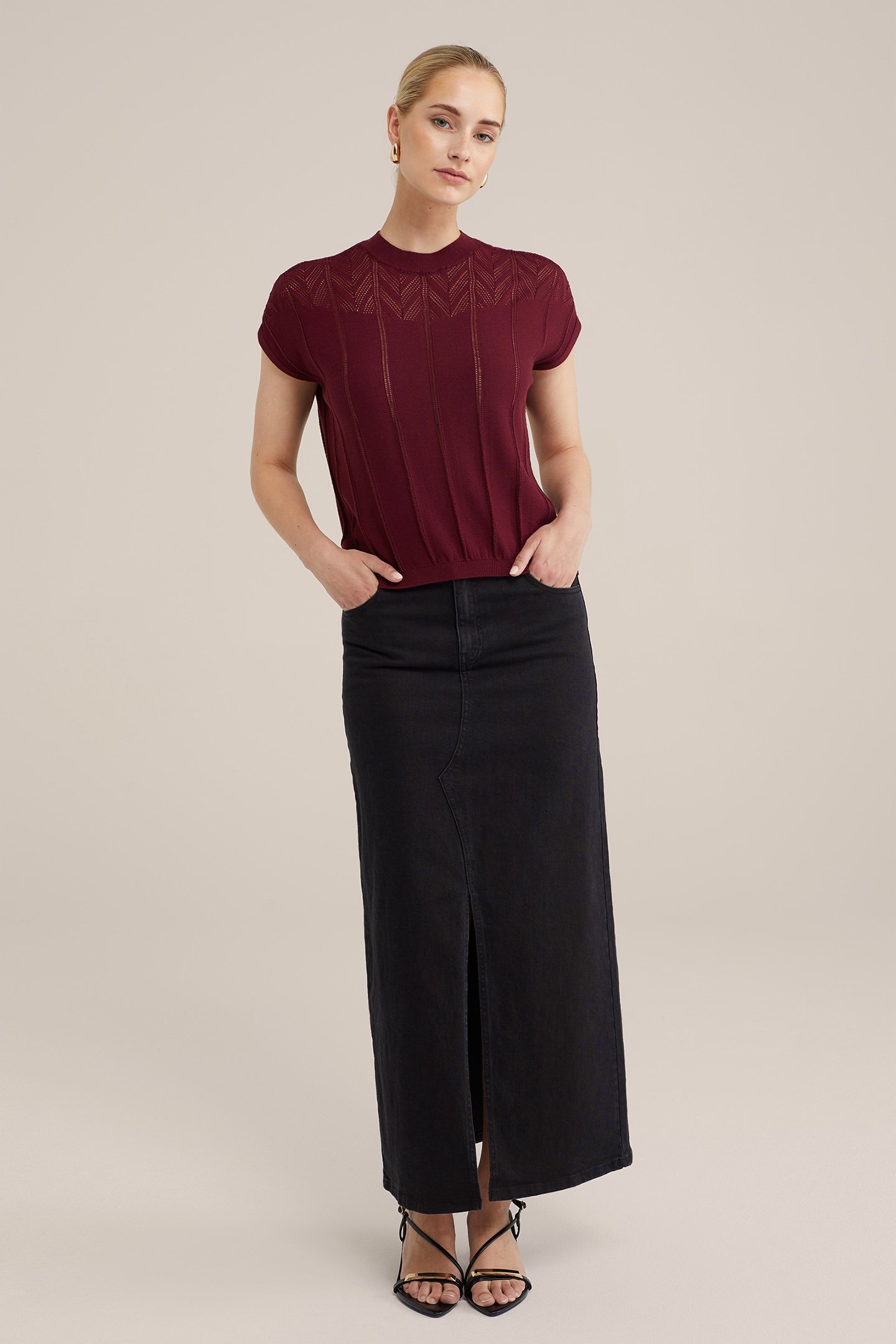 KNITTED PULLOVER BURGUNDY RED 3