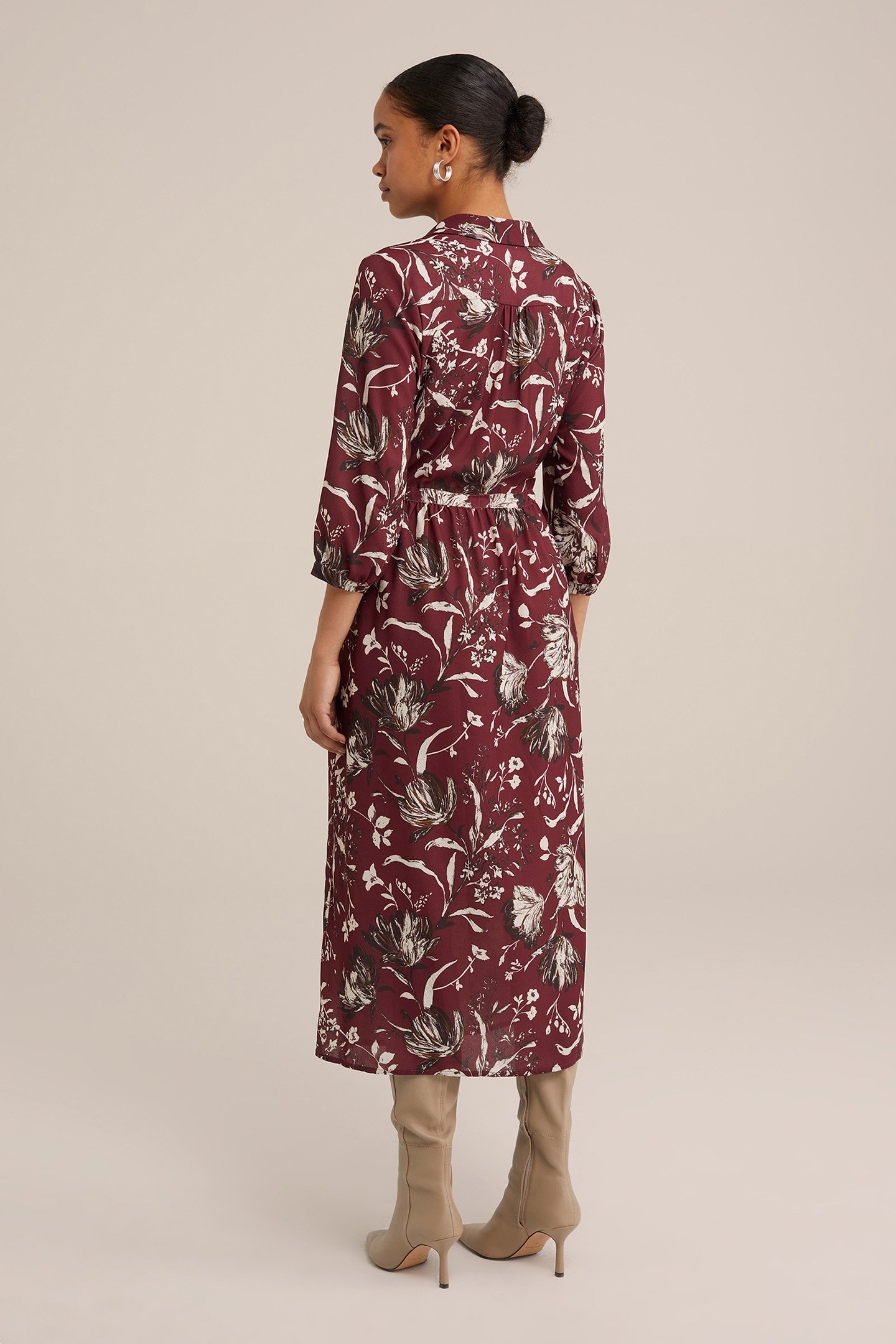 DRESS MID LENGTH BURGUNDY RED 2