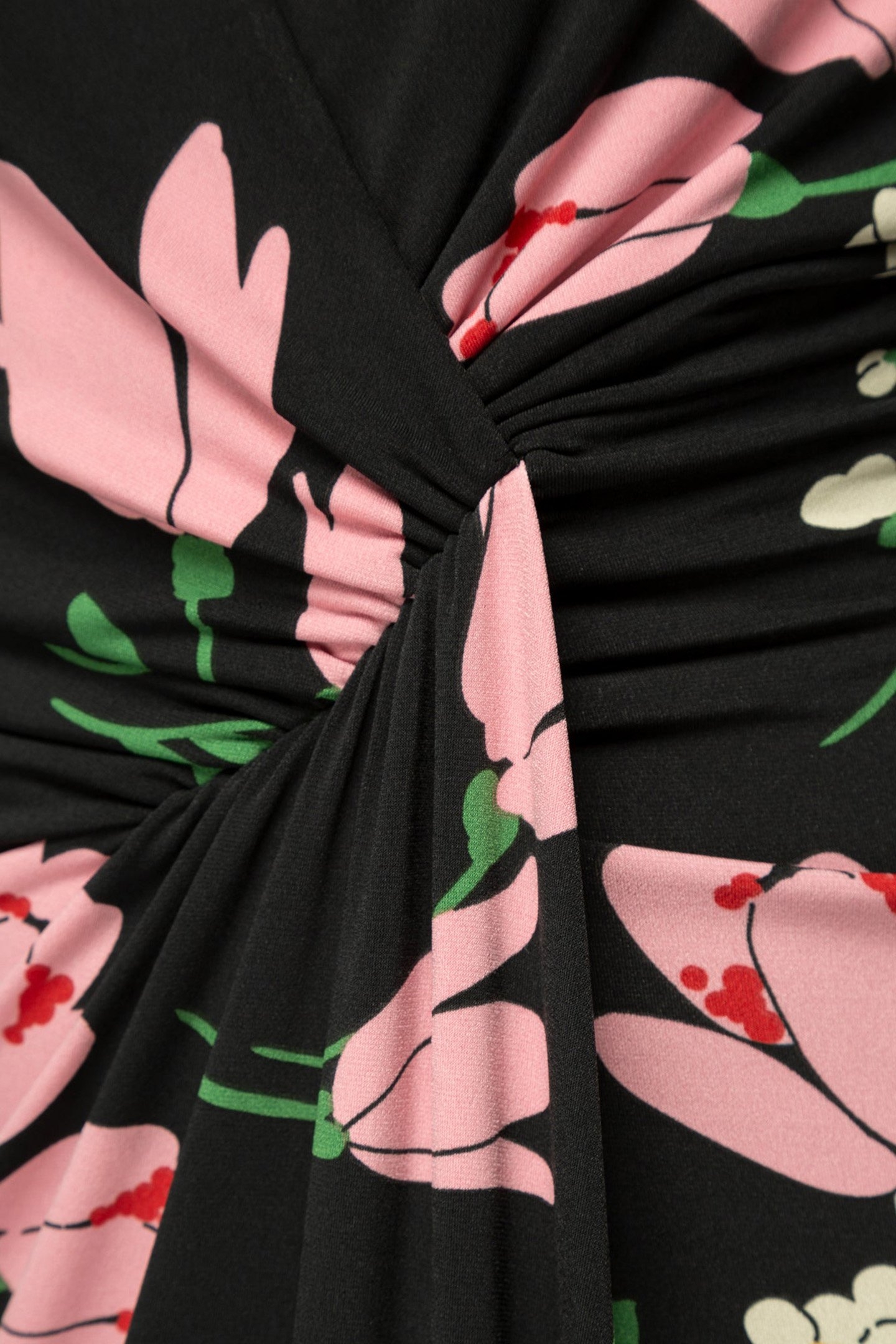 DRESS FLORAL CREPE DRAPE BLACK/CHATEAU ROSE/GREEN 5