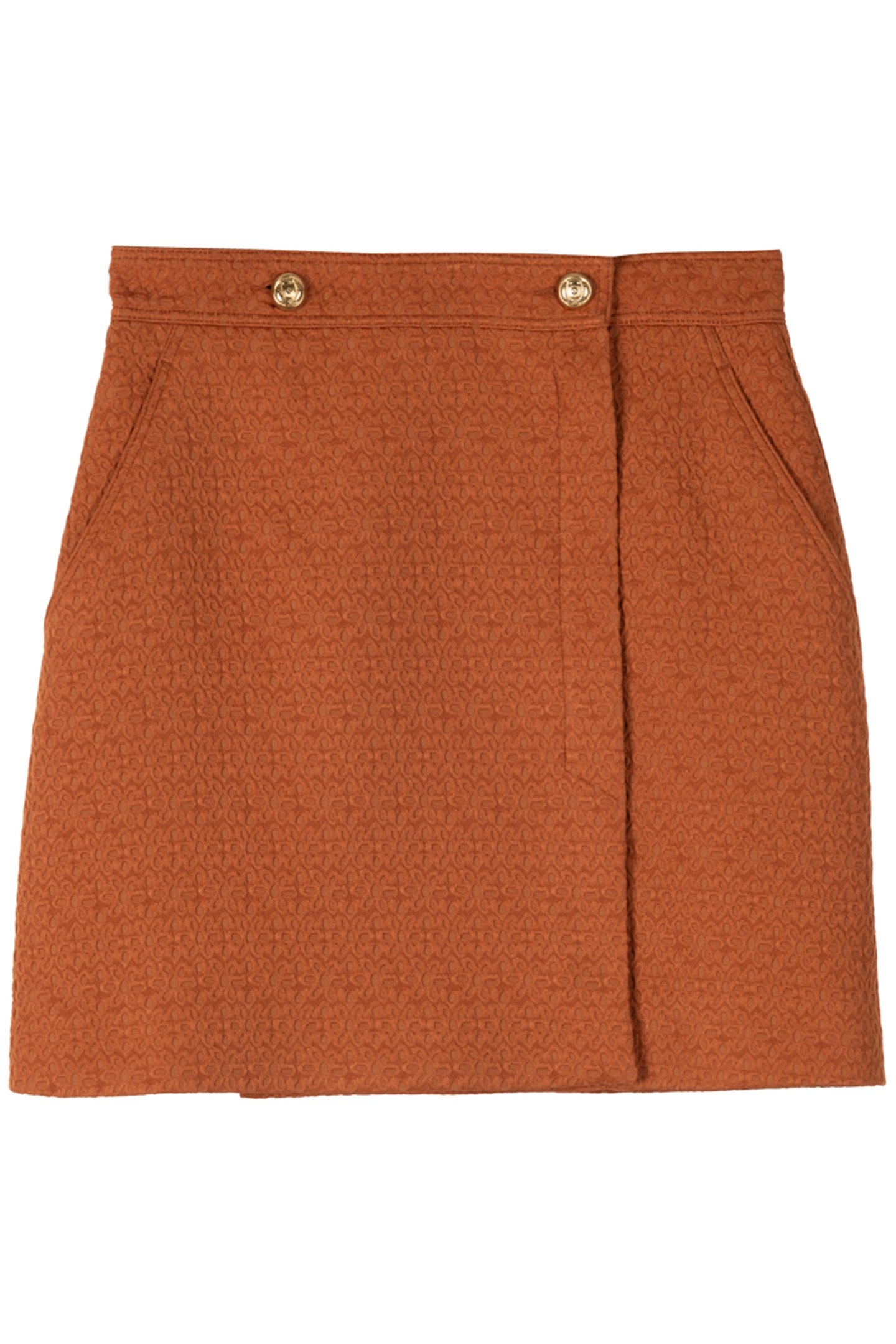 JACQUARD WRAP SKIRT LEATHER BROWN 3