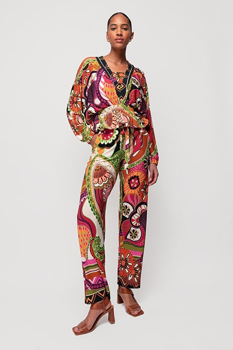 TOP PRINTED FUN BATSLEEVE LIMELIGHT/BROWN/VIOLET 1