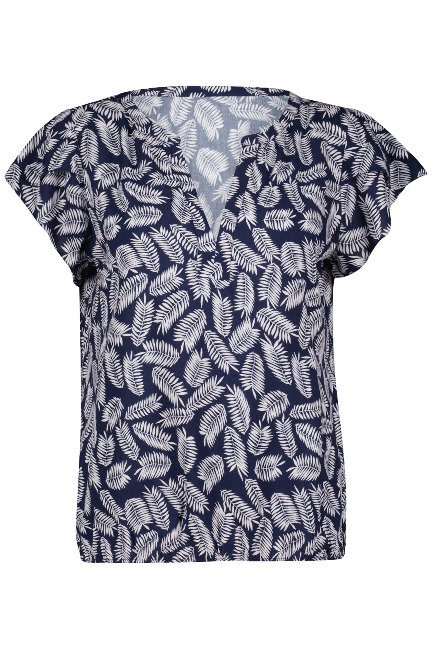 LONG LOOSE TEE SHORT SLEEVES PRINT DARKBLUE WITH FEATHERS PR 4
