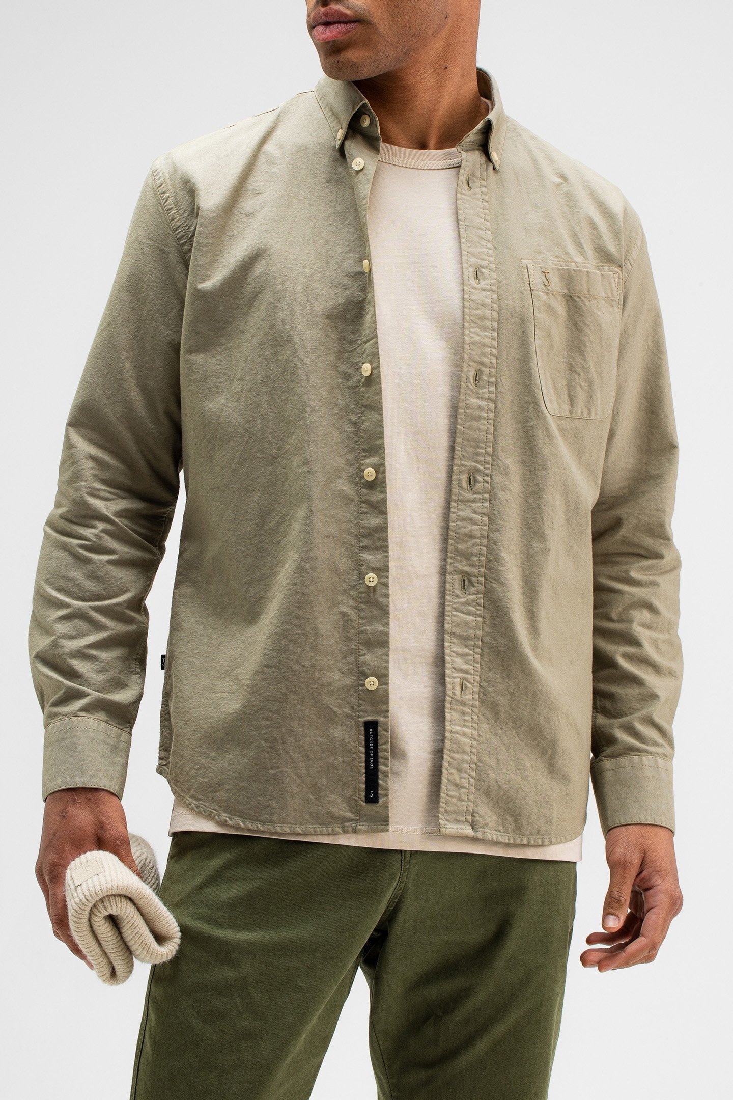 AIDAN COTTON OXFORD SHIRT GRANITE GREEN 1