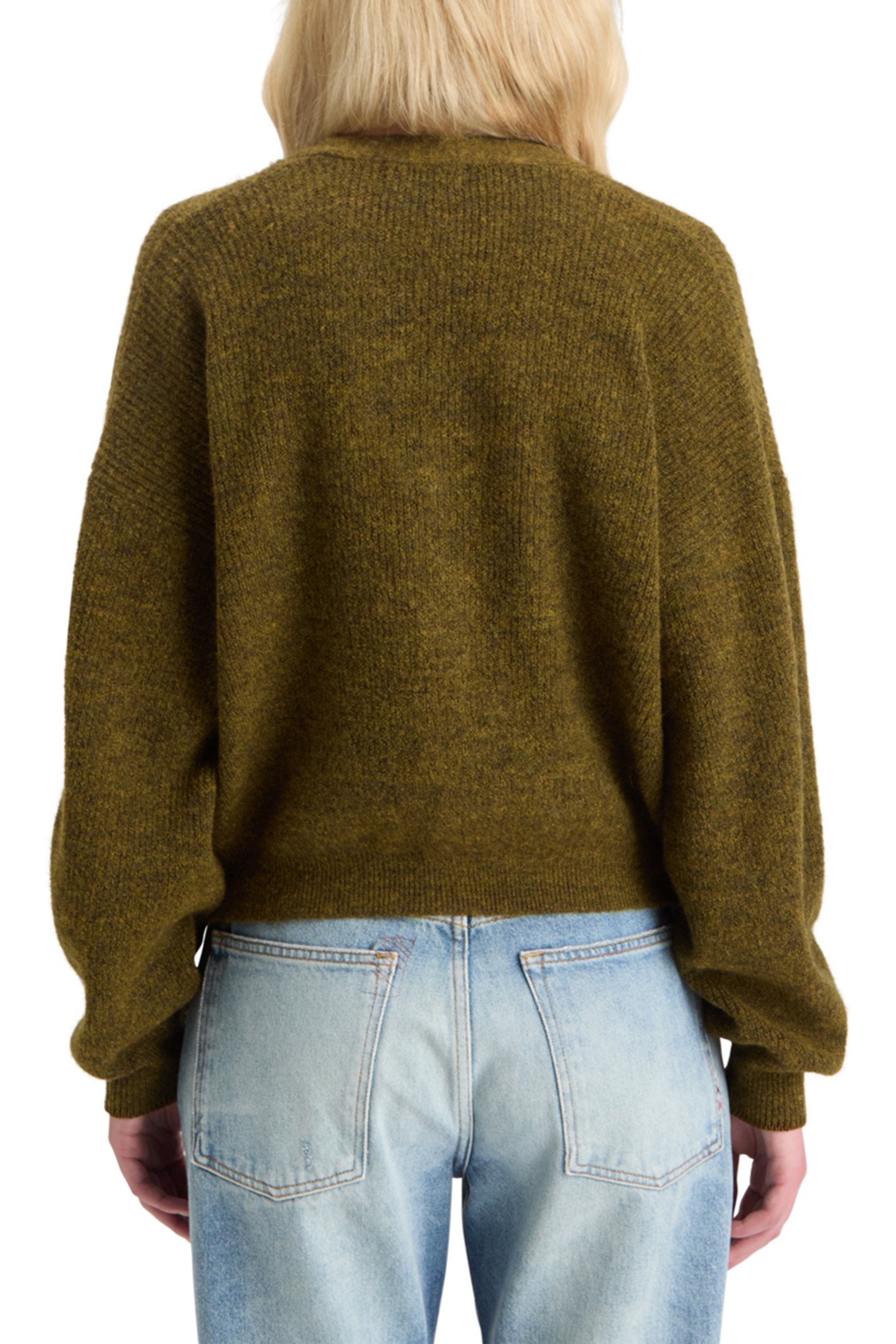 FUZZY RELAXED CARDIGAN OLIVE MELANGE 2