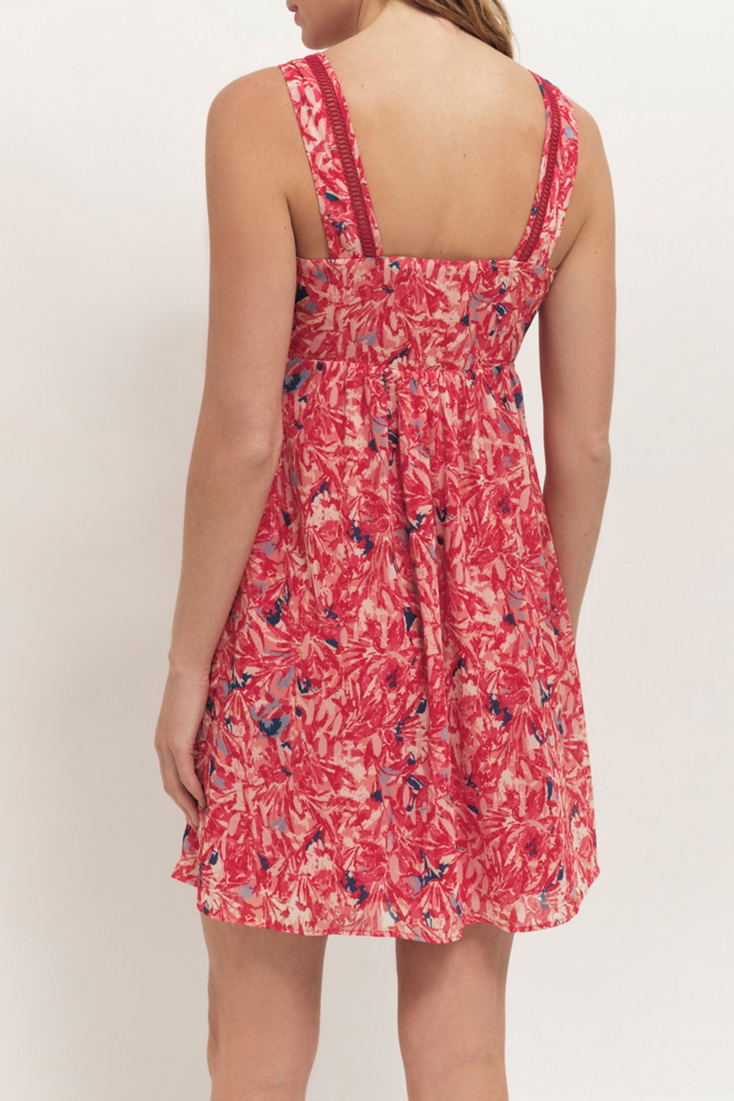 ROYAN - HIBISCUS DRESS WITH RECYCLED ABSTRACT PALM PRINT HIB 2