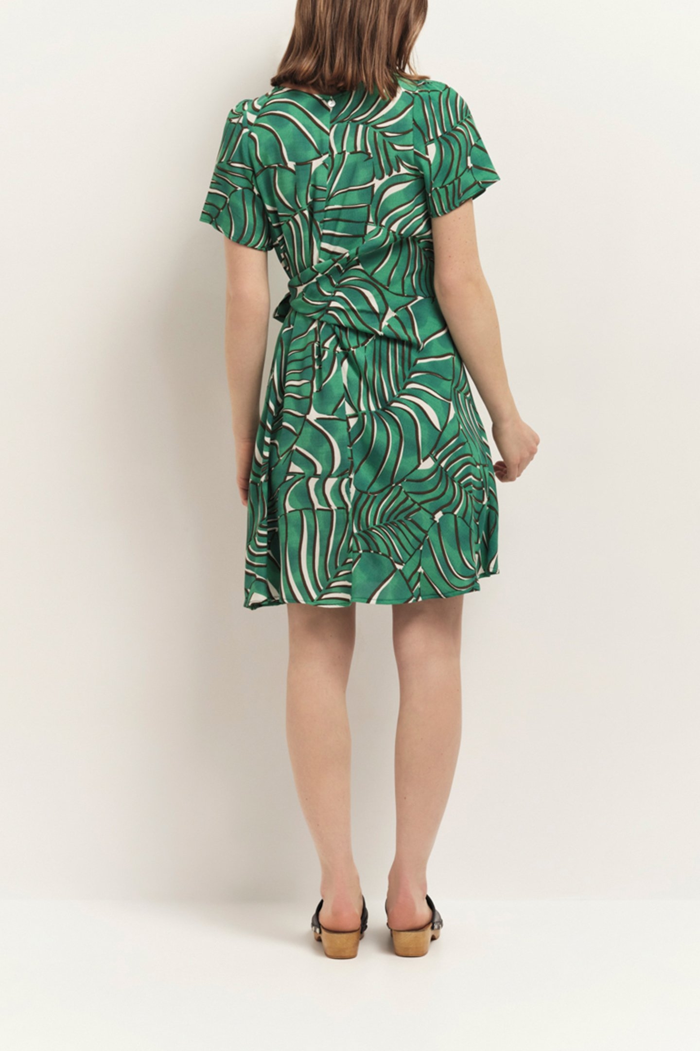 RAMI - GREEN GRASS DRESS WITH ARTY PALM PRINT GREEN 2