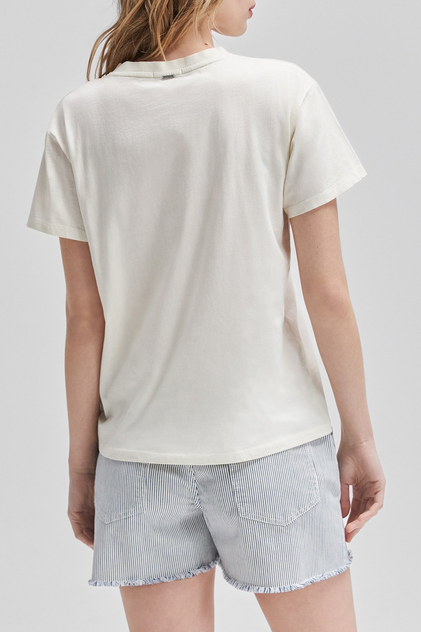 WHITE ORGANIC COTTON T-SHIRT, DIAMANTÉ PALM PHOTO 2