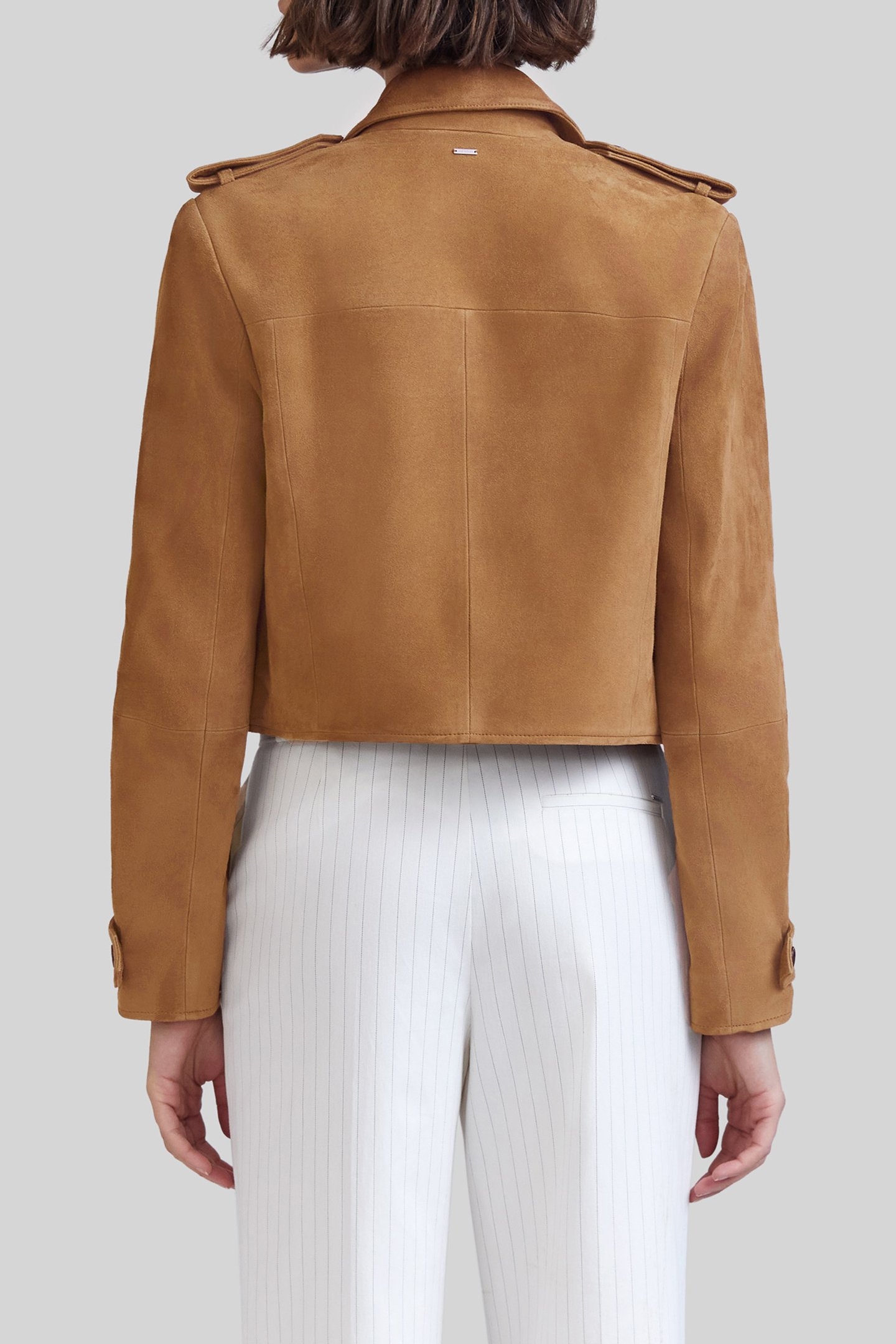 CAMEL SUEDE CROPPED PEA COAT 2