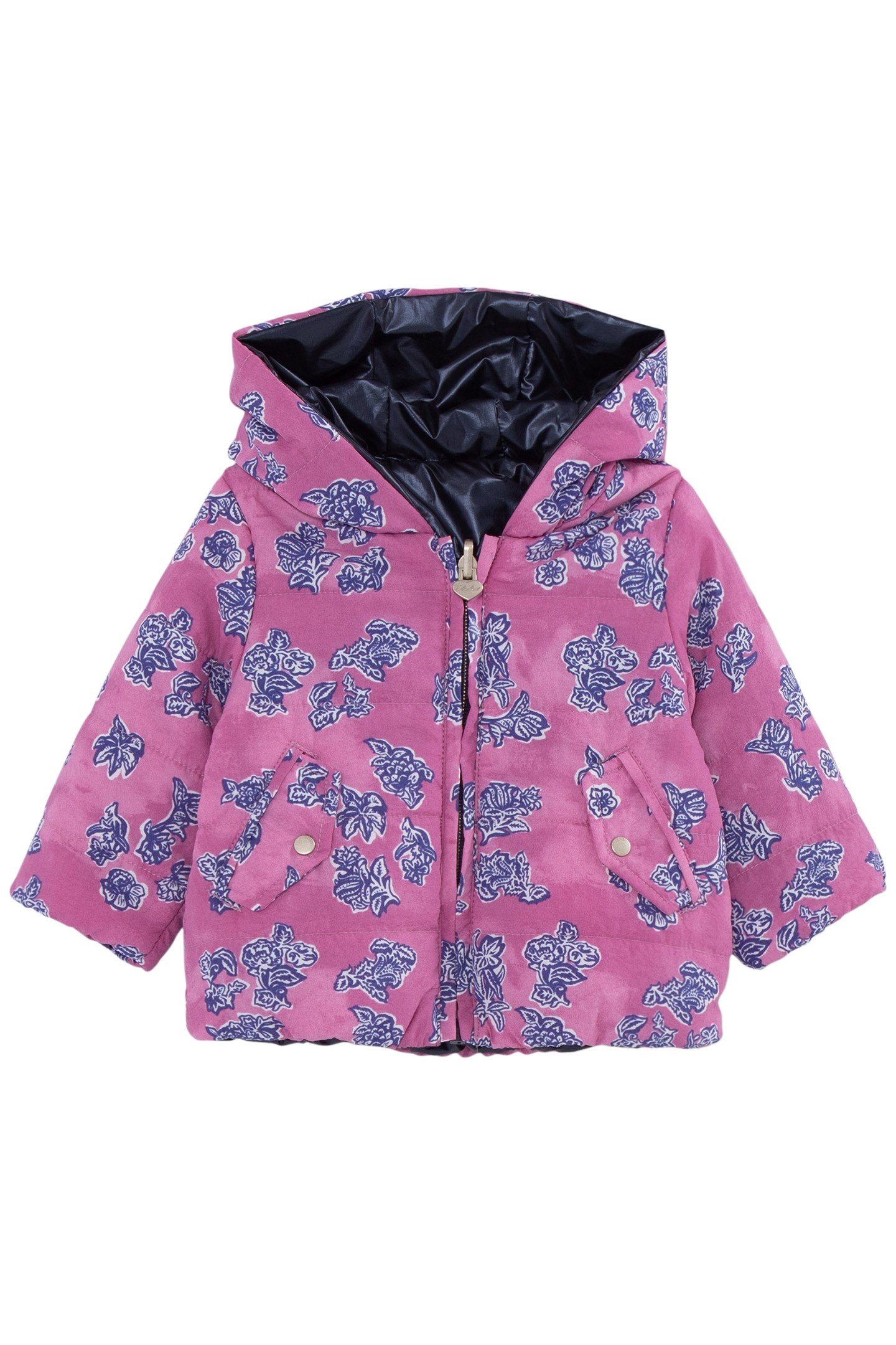 BABY GIRLS' INDIAN FLORAL/NAVY REVERSIBLE PADDED JACKET 1