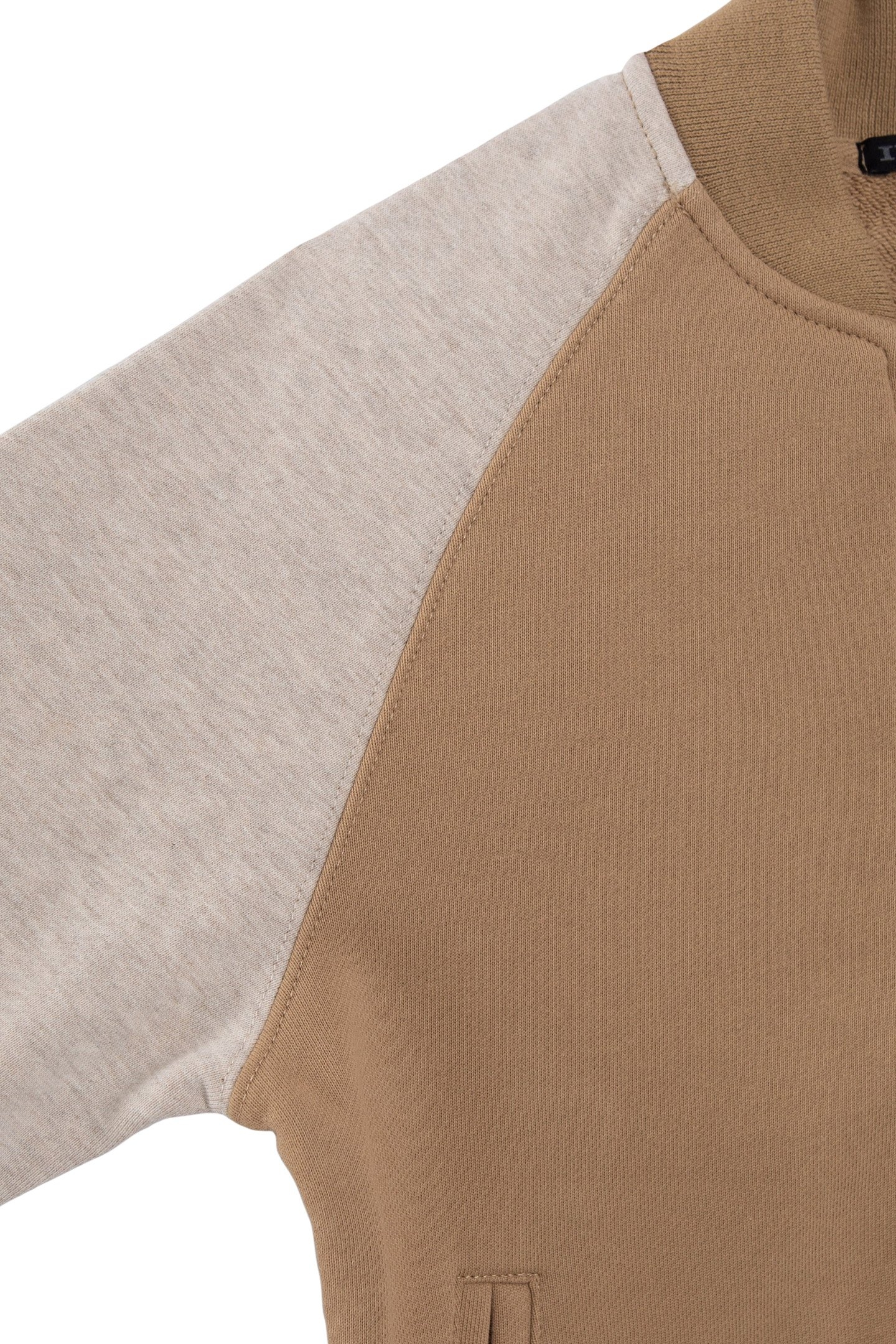 BOYS' BEIGE AND GREY VARSITY JACKET-STYLE CARDIGAN 5