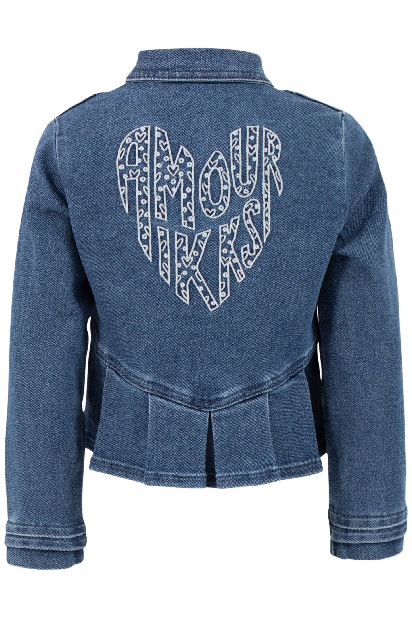 GIRLS' BLUE WATERLESS DENIM JACKET, XL EMBROIDERY ON BACK 2