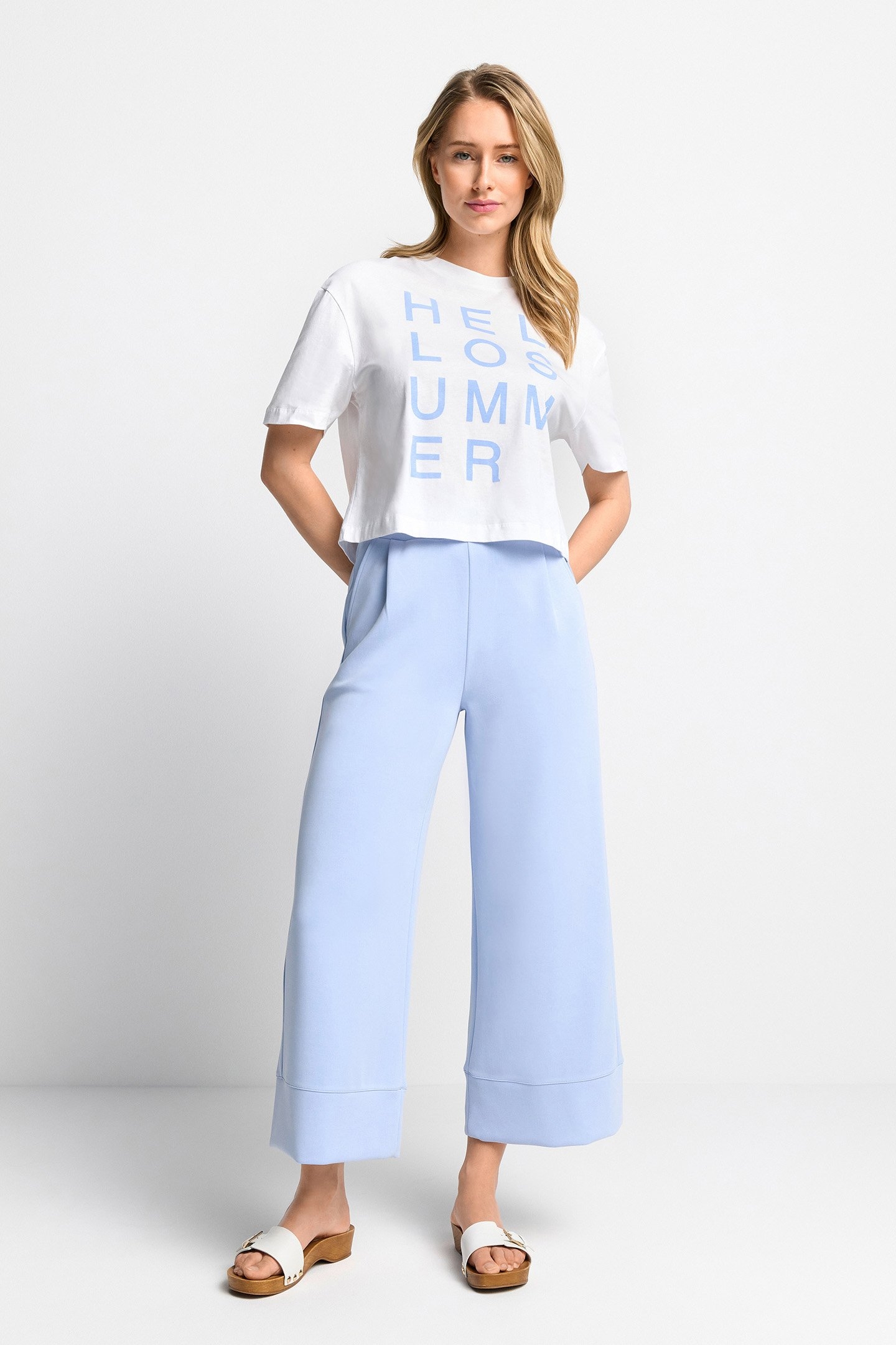 BOXY T-SHIRT HELLO SUMMER PRINT ORGANIC COTTON BLUE 2