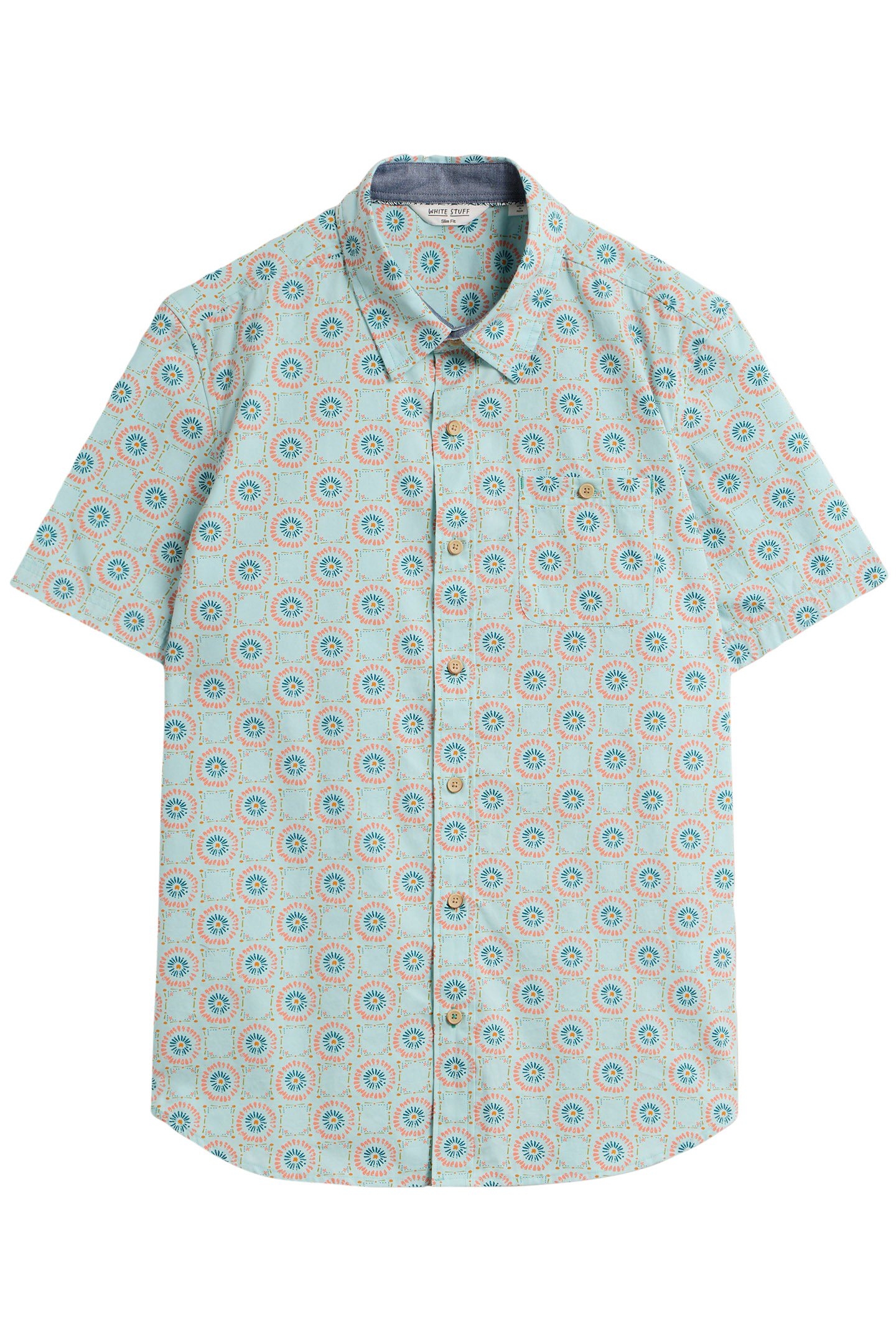 DAISY TILE PRINTED SS SHIRT BLUE PRINT 3