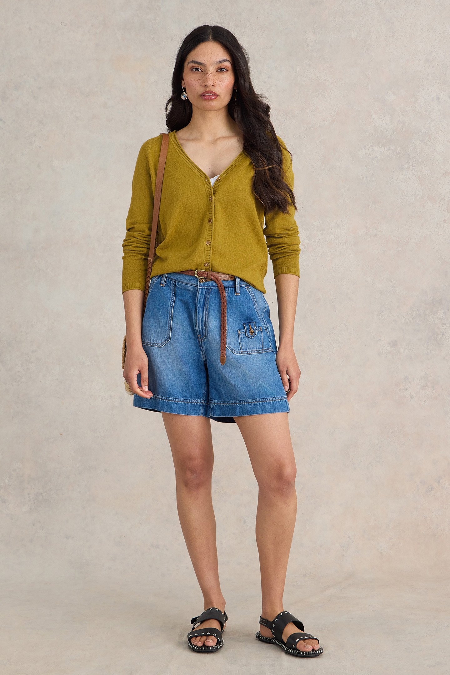 LUNA V NECK CARDI MID CHARTREUSE 3