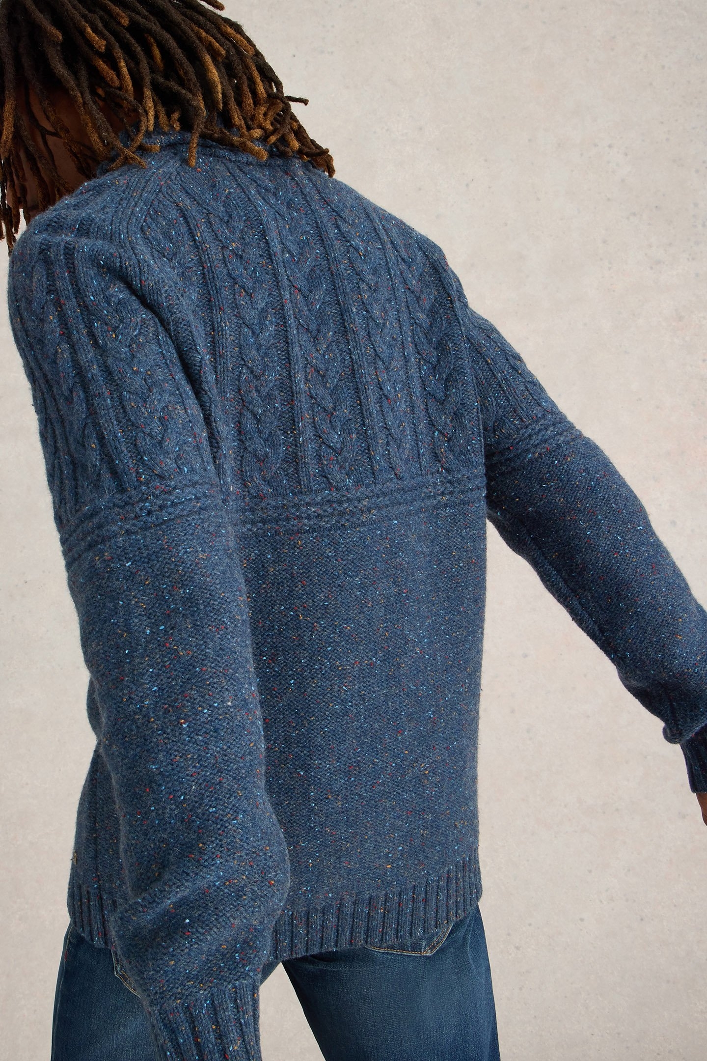 BERKLEY SHAWL NECK JUMPER NAVY MULTI 4