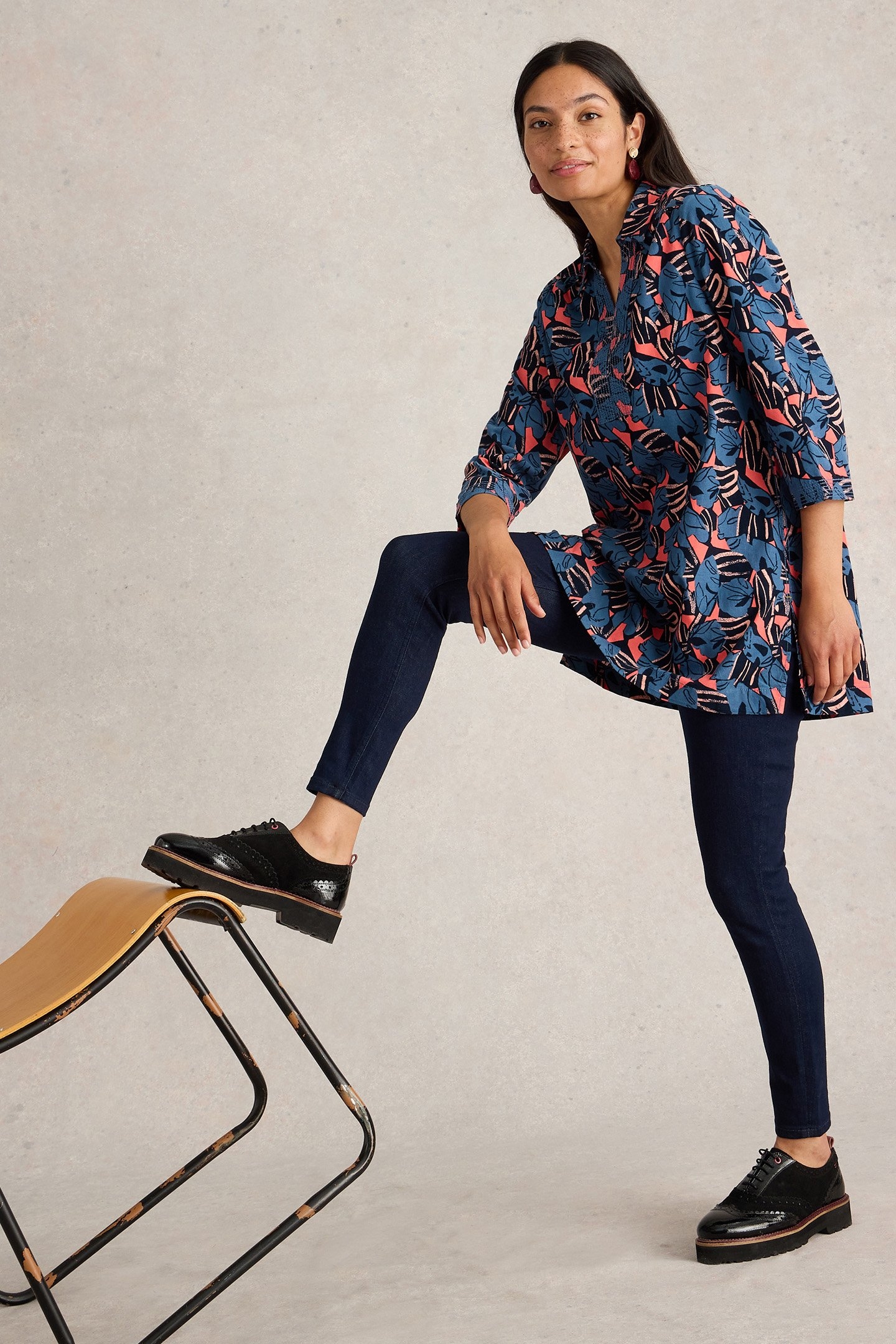 BLAIRE CORD TUNIC NAVY PRINT 3