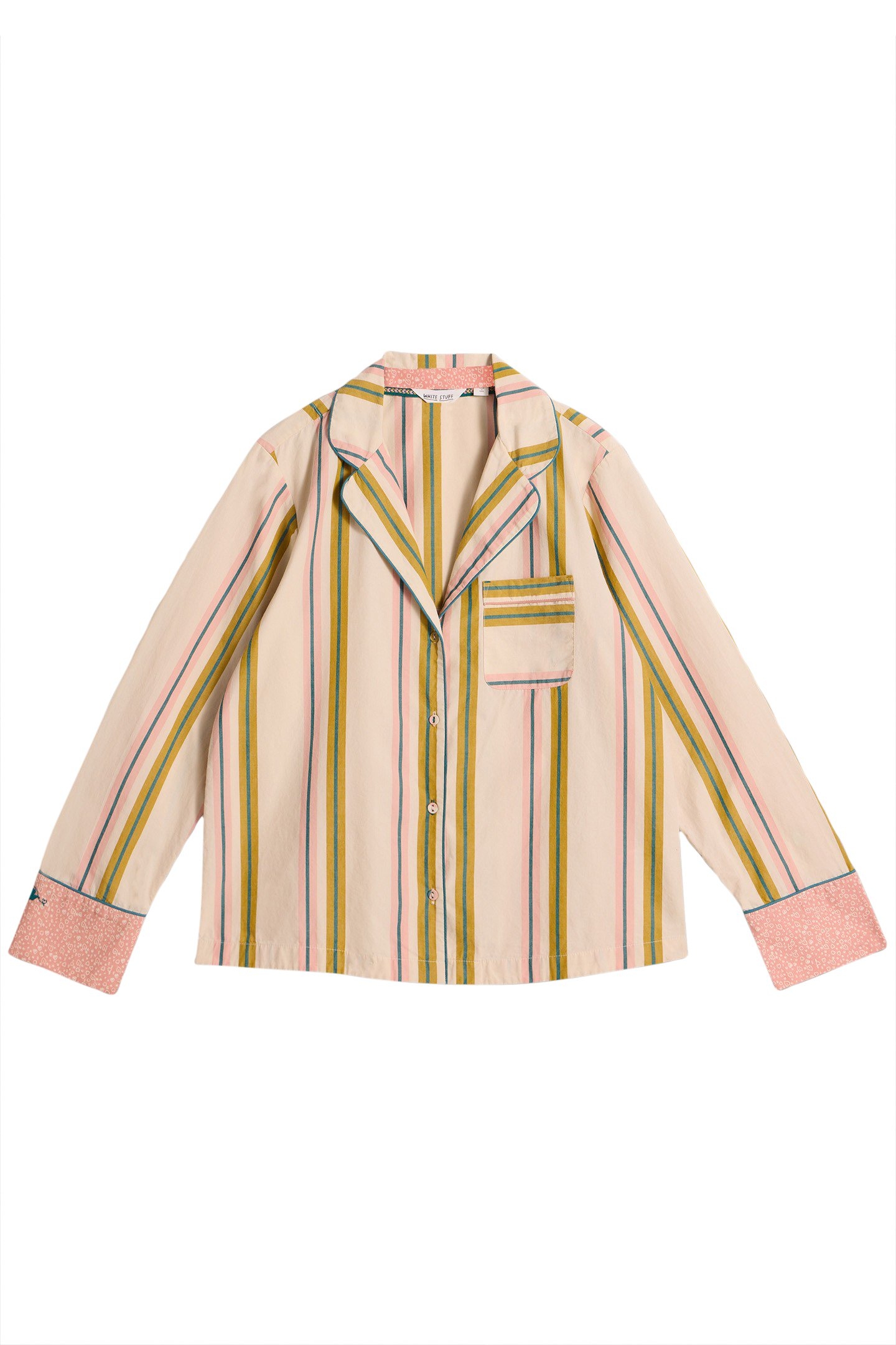 NINA ORGANIC STRIPE PJ SHIRT IVORY MULTI 4