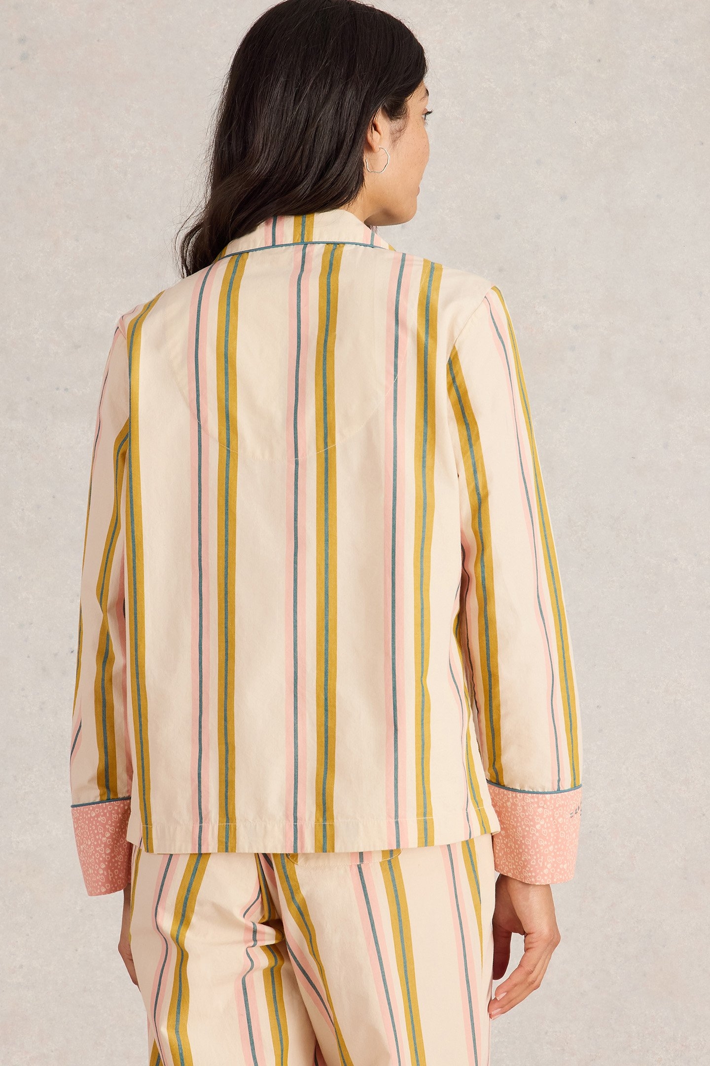 NINA ORGANIC STRIPE PJ SHIRT IVORY MULTI 2