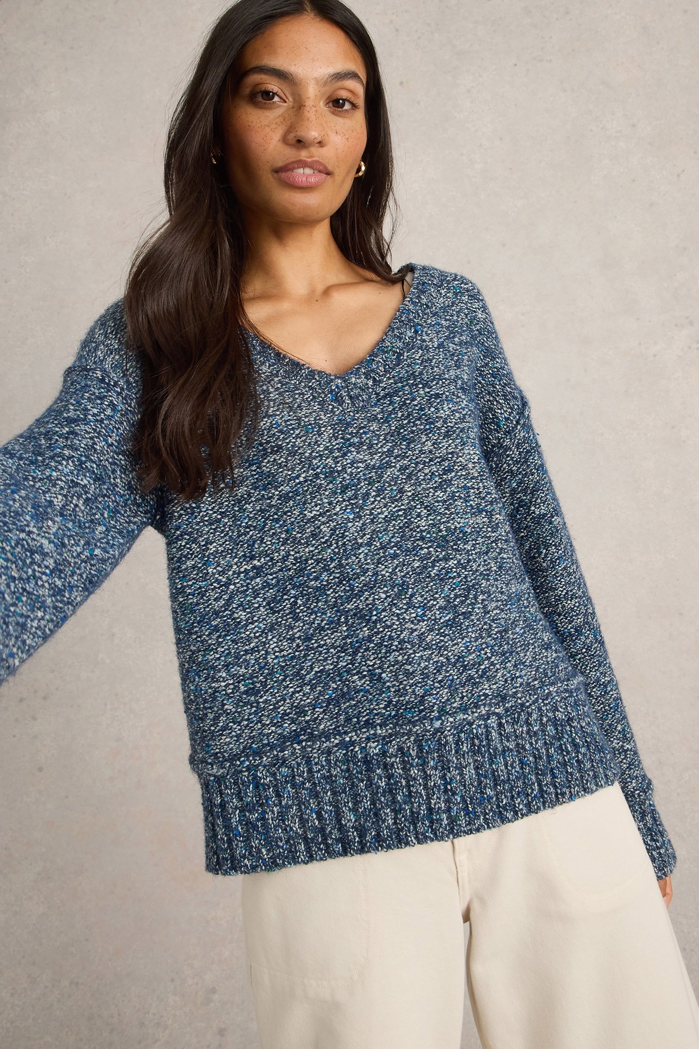 TAMMY TEXTURED V NECK DARK NAVY 5