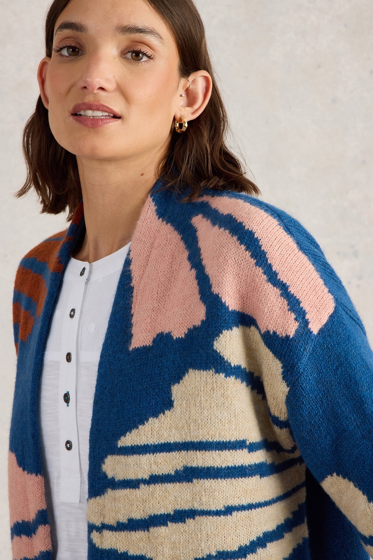 LOUISA LONGLINE CARDI BLUE MULTI 5