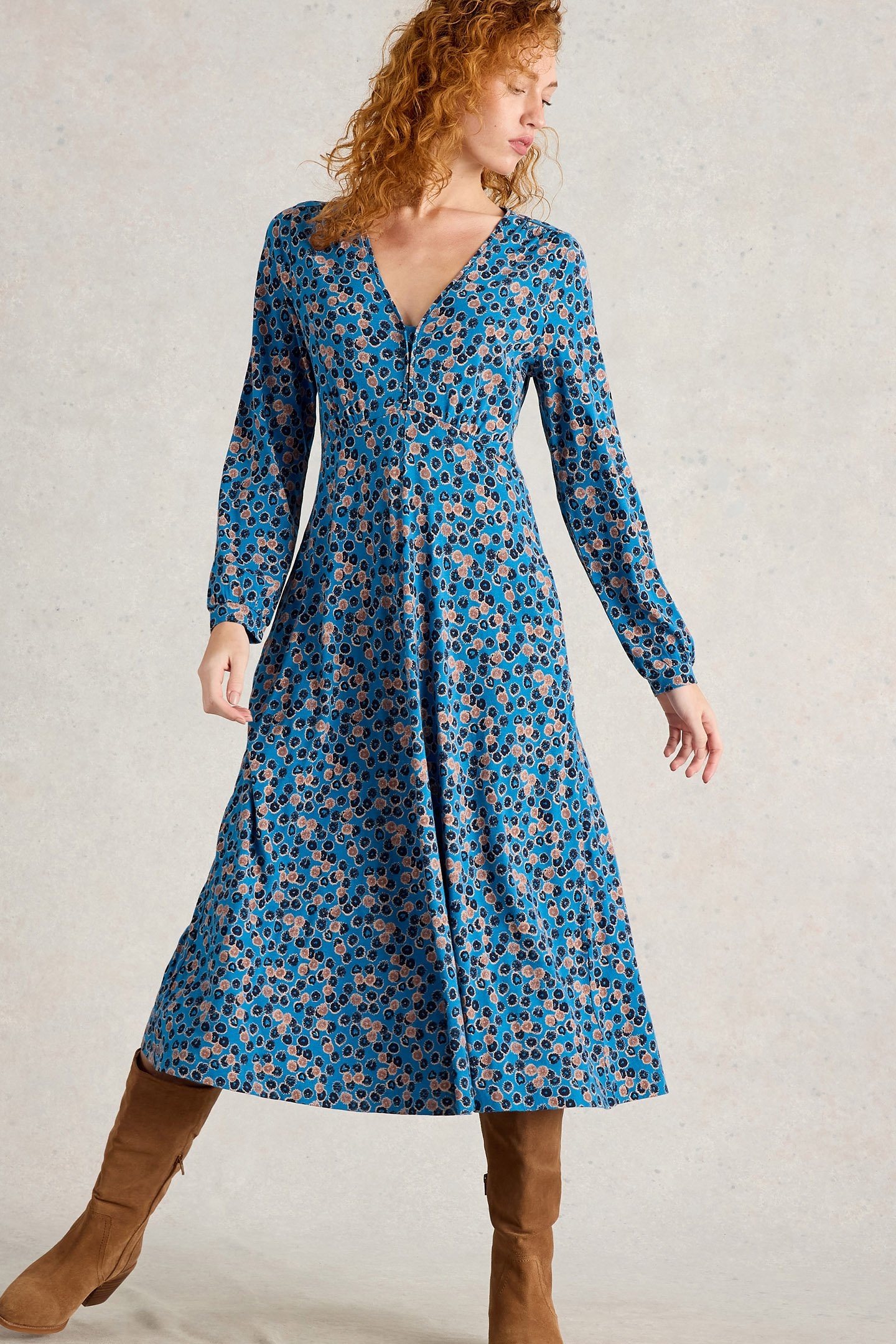 MEGAN JERSEY DRESS BLUE MULTI 1