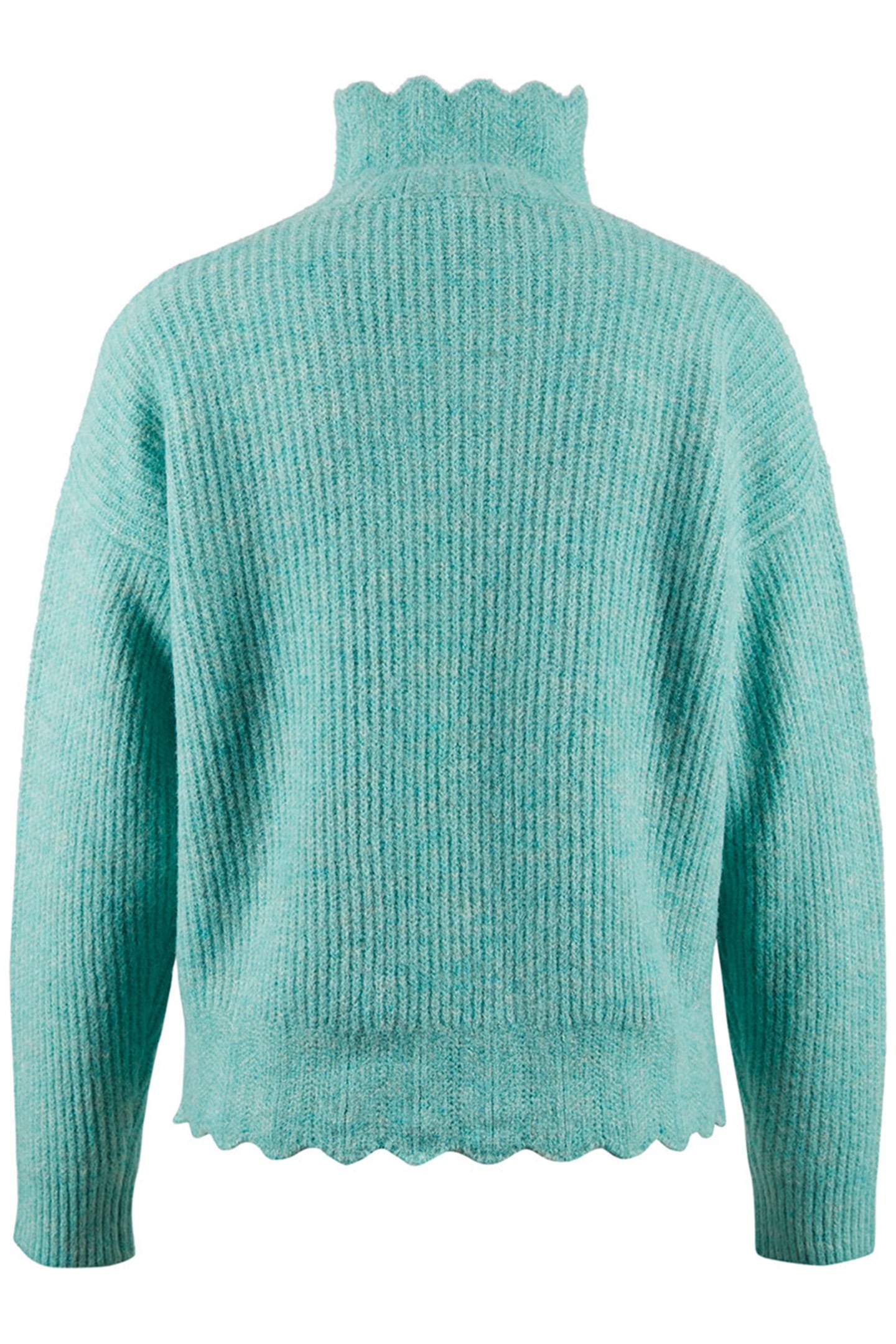 SHORT PULLOVER WITH SCALLOPED HEMS IN GREEN 2