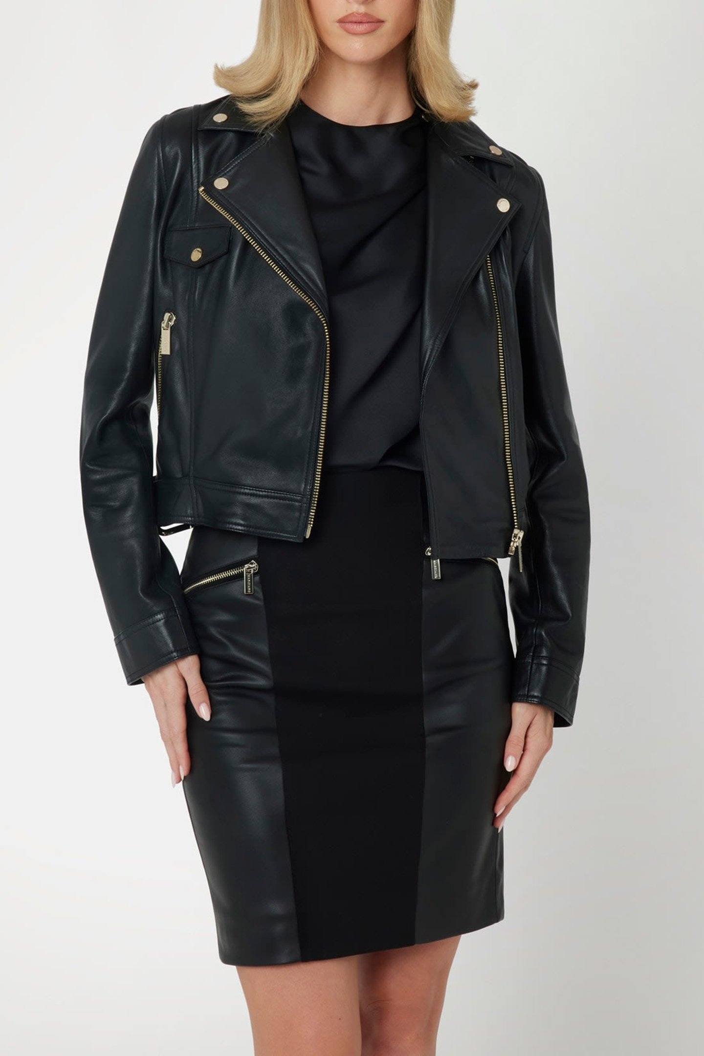 LUANA LEATHER JACKET JET BLACK A996 1