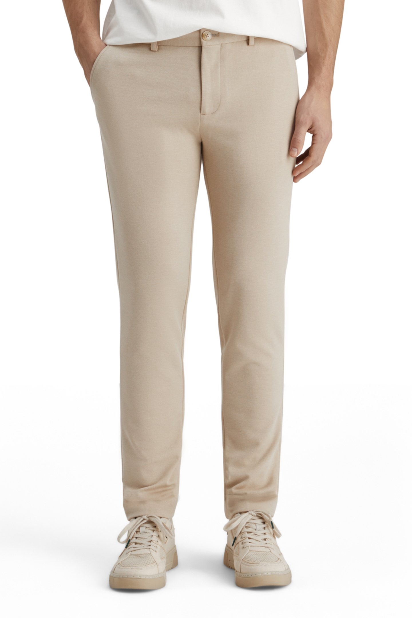 MOTT- JERSEY SLIM FIT CHINO PARCHMENT MELANGE 1