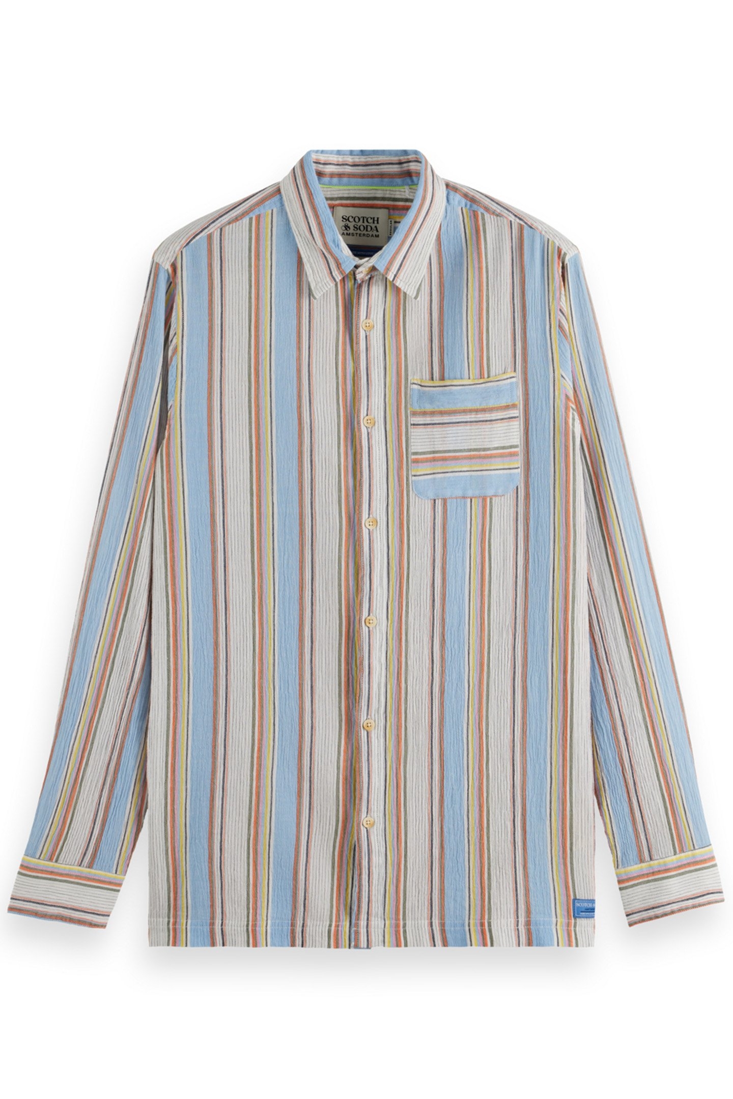 REGULAR FIT CRINKLE STRIPE SHIRT MULTI STRIPE 1