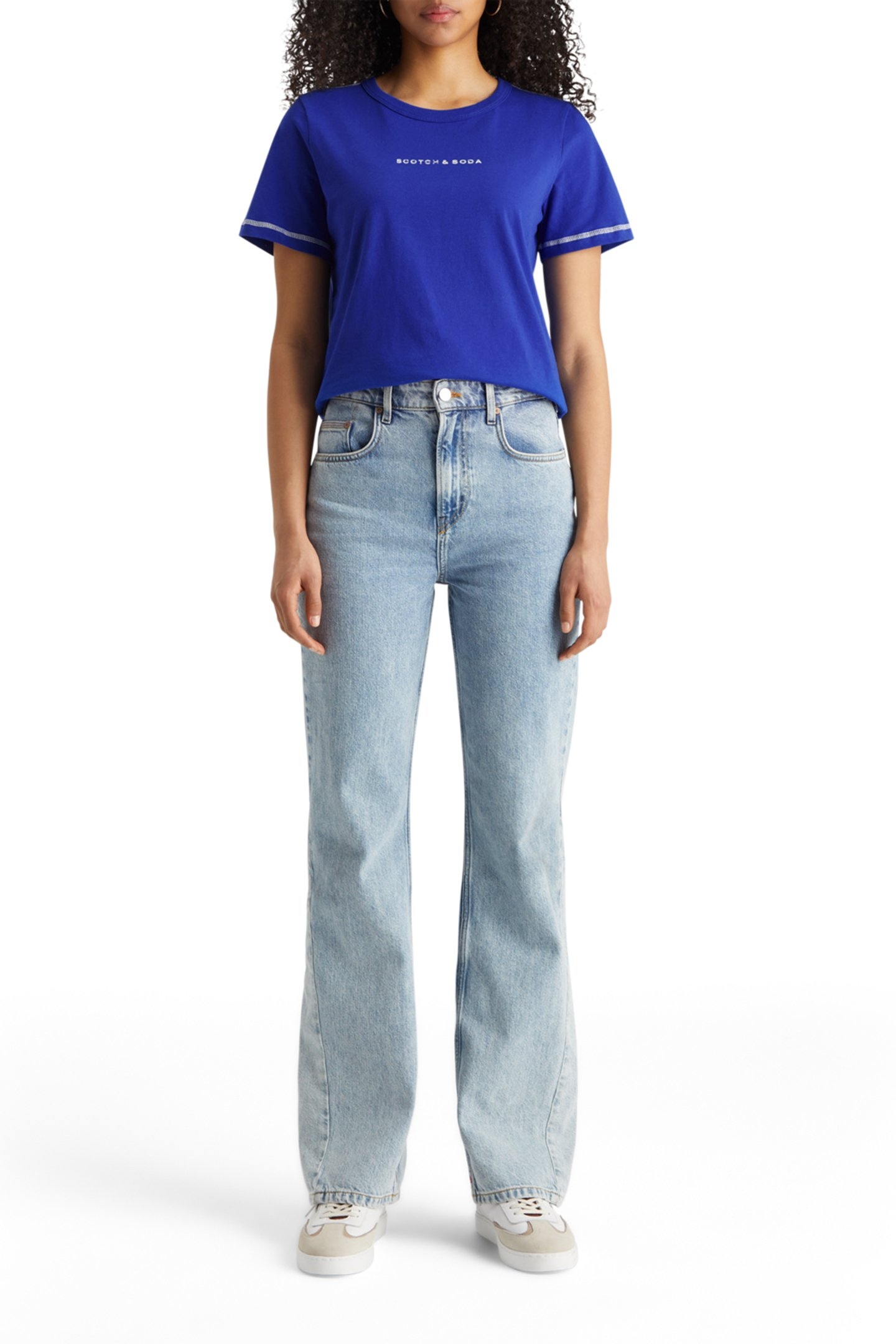 REGULAR FIT T-SHIRT WITH FLATLOCK DETAIL ELECTRIC BLUE 3