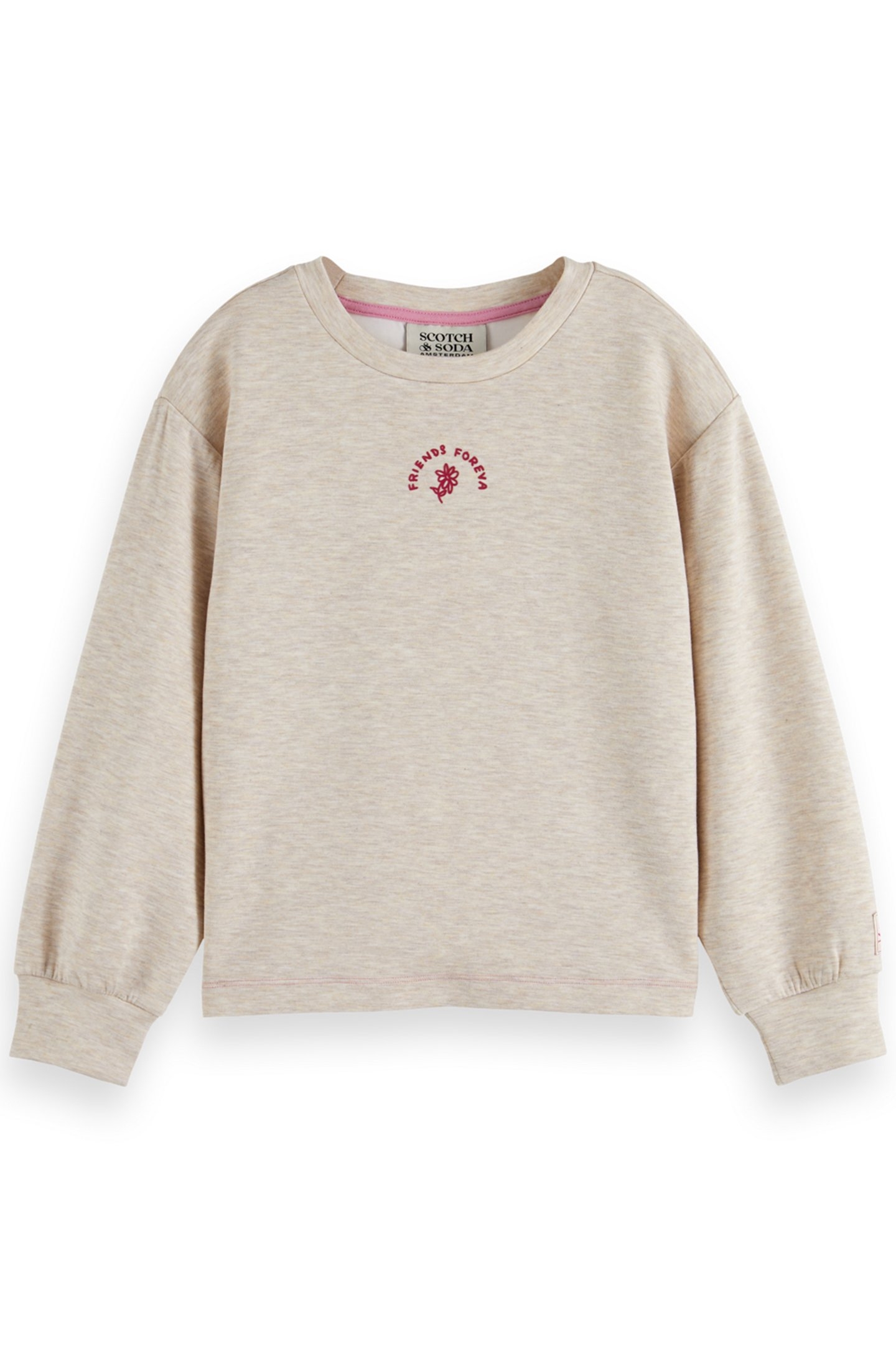 GIRL REGULAR-FIT MODAL CREWNECK OATMEAL MELANGE 1