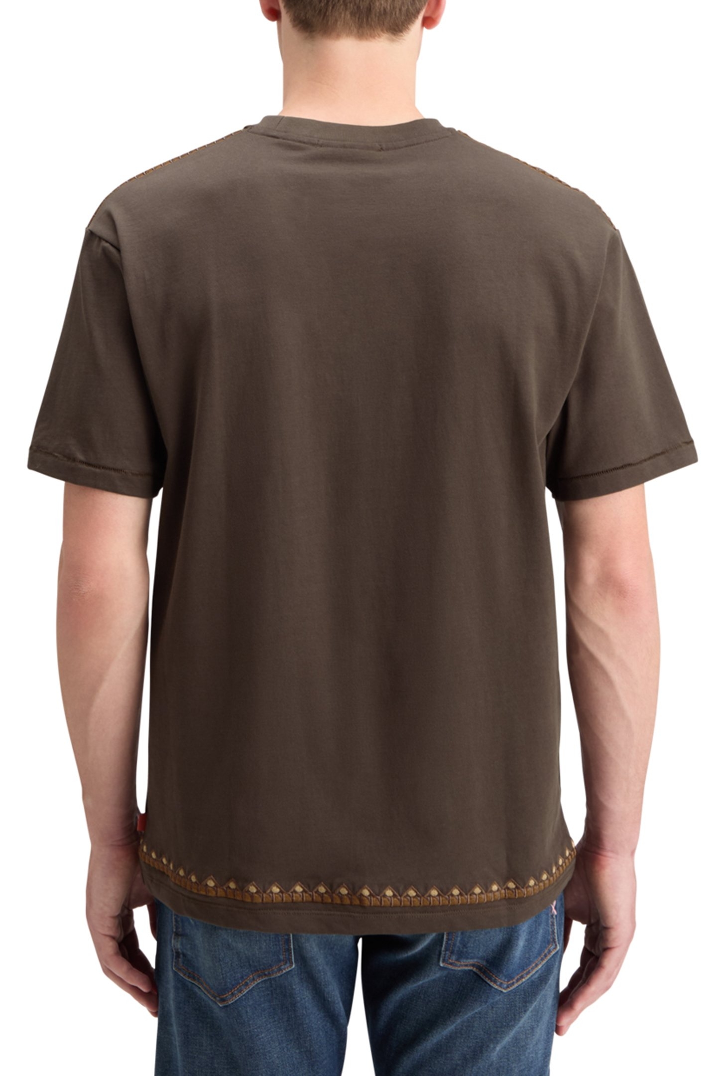 RELAXED FIT EMBROIDERY T-SHIRT COFFEE 2