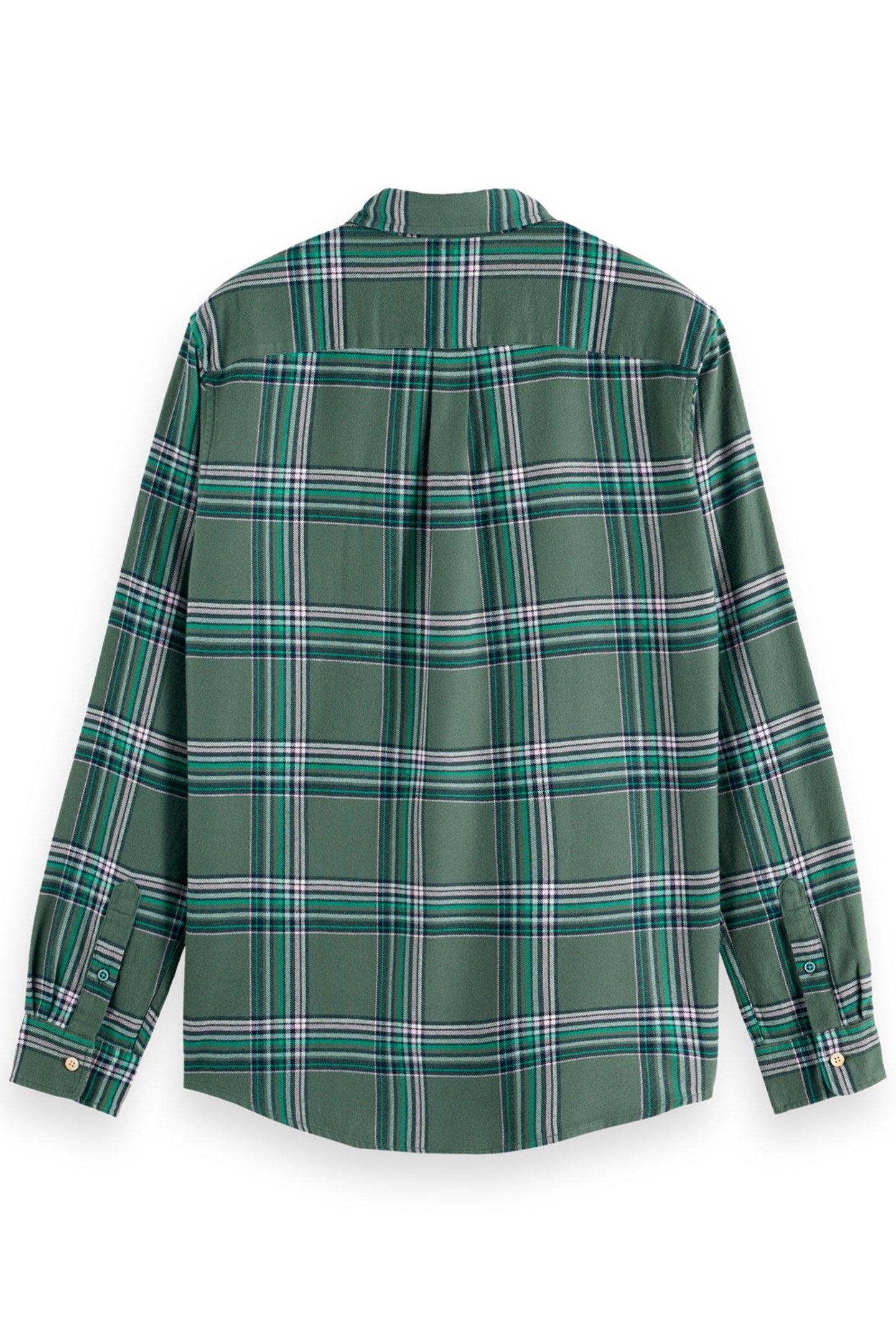 REGULAR FIT MULTICOLOURED FLANNEL CHECK SHIRT GREEN CHECK 5