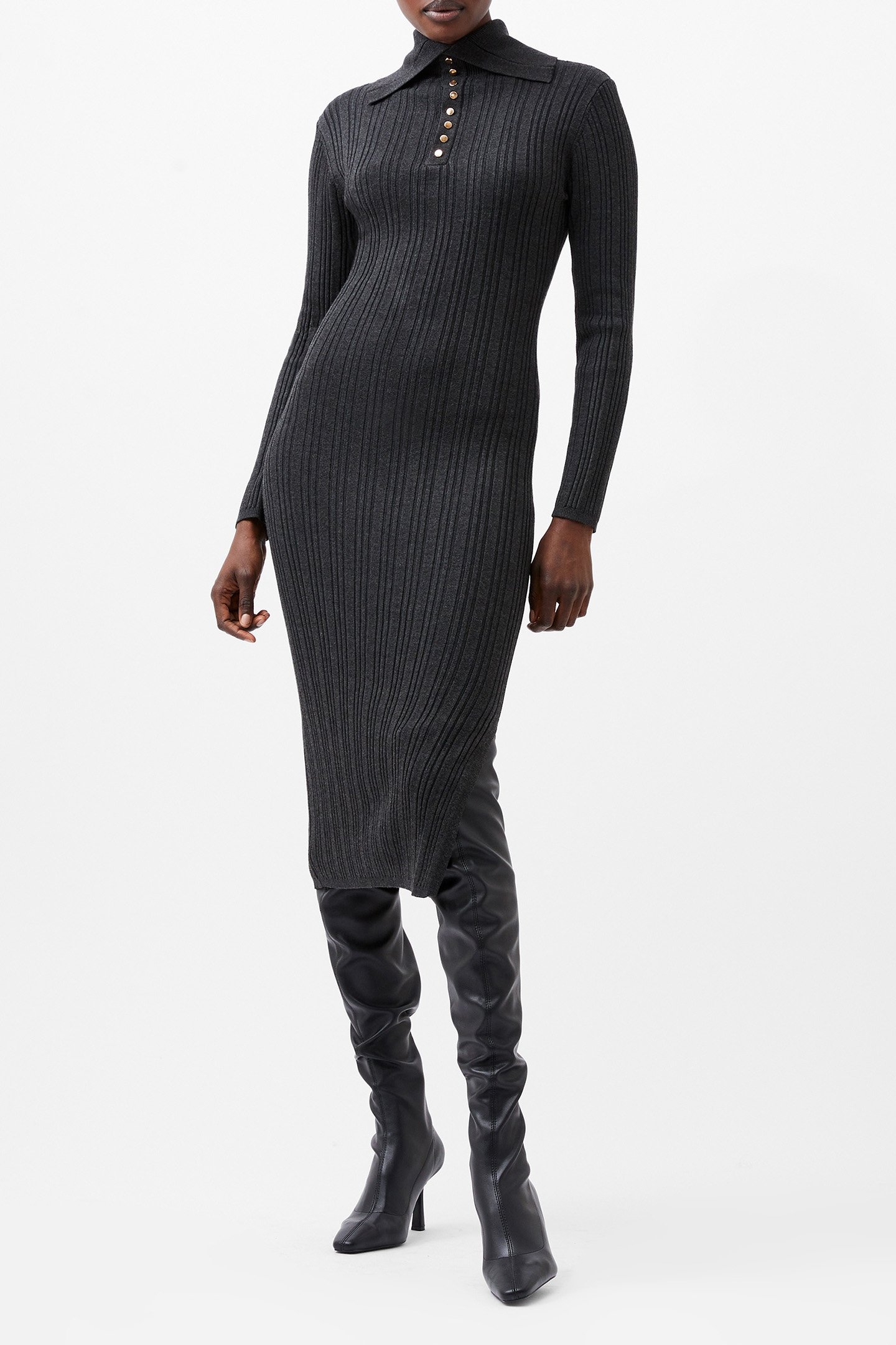 NIA MARI DRESS CHARCOAL MEL 1