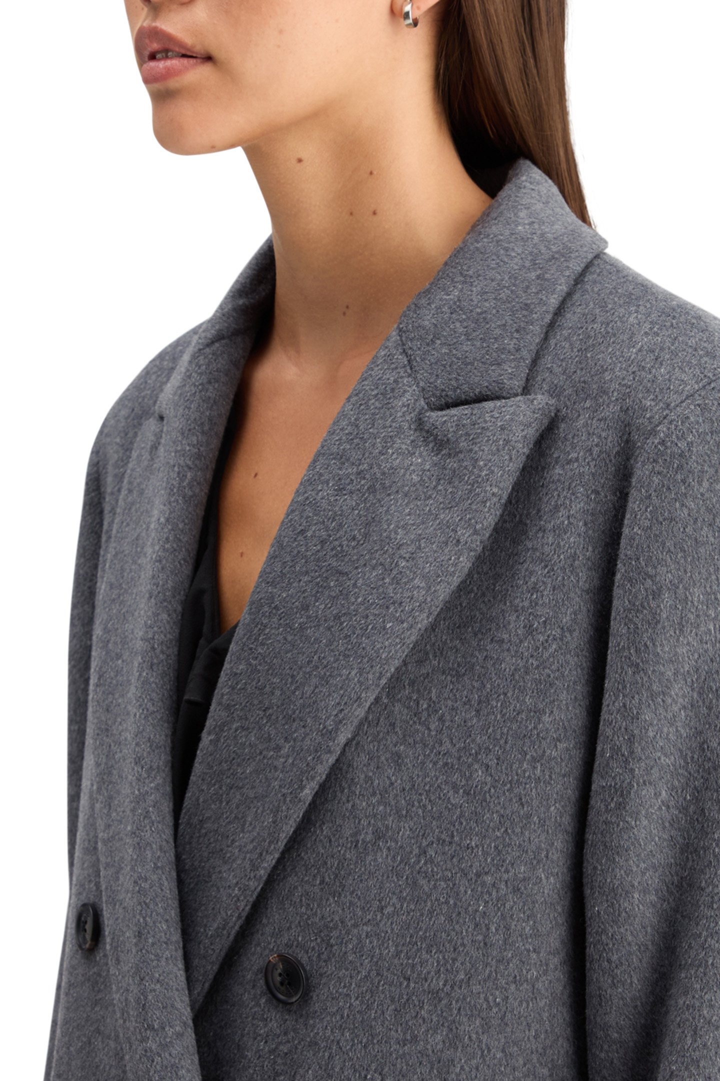 DOUBLE BREASTED TAILORED WOOL BLEND COAT CHARCOAL MELANGE 8