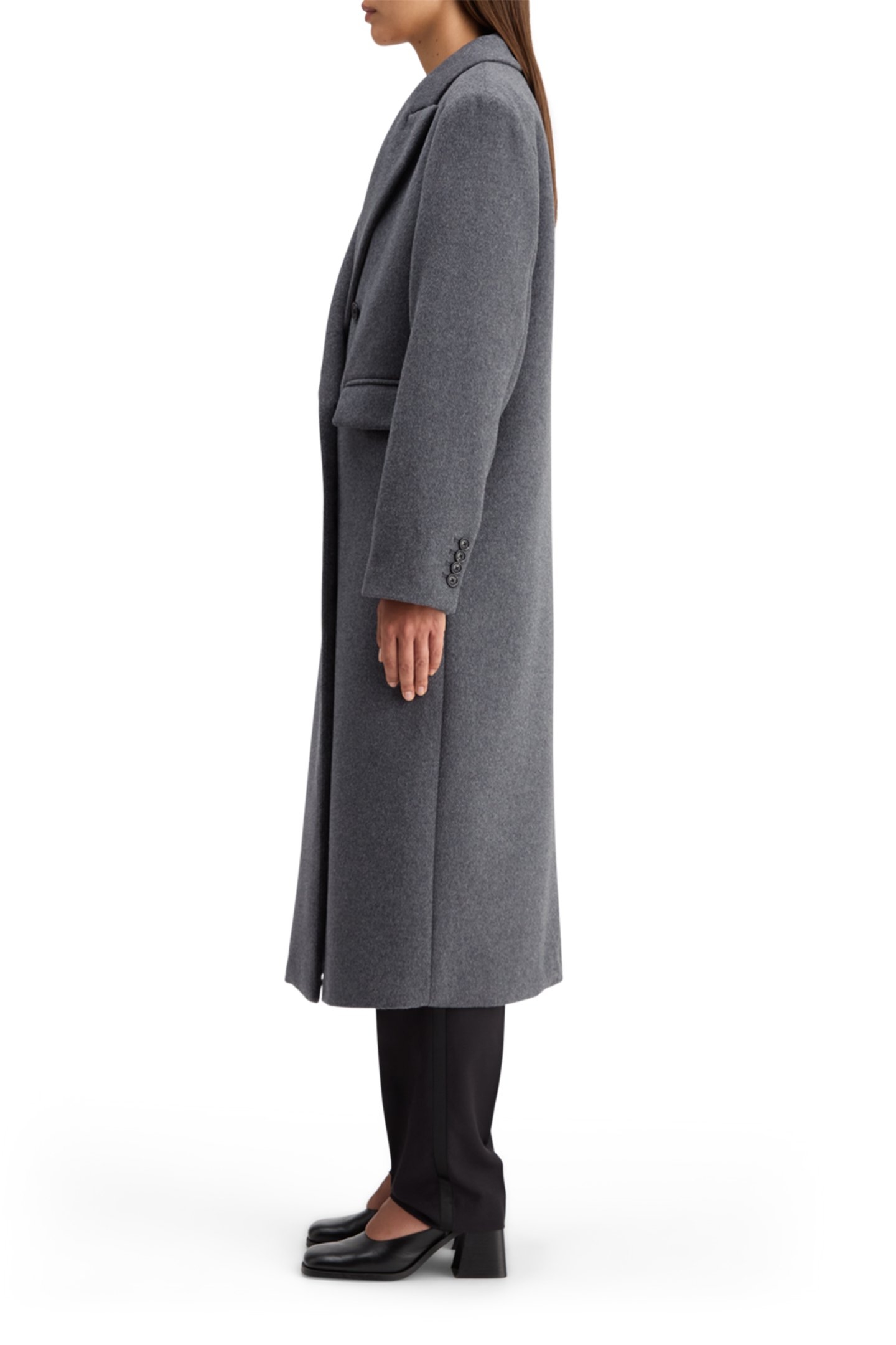 DOUBLE BREASTED TAILORED WOOL BLEND COAT CHARCOAL MELANGE 6