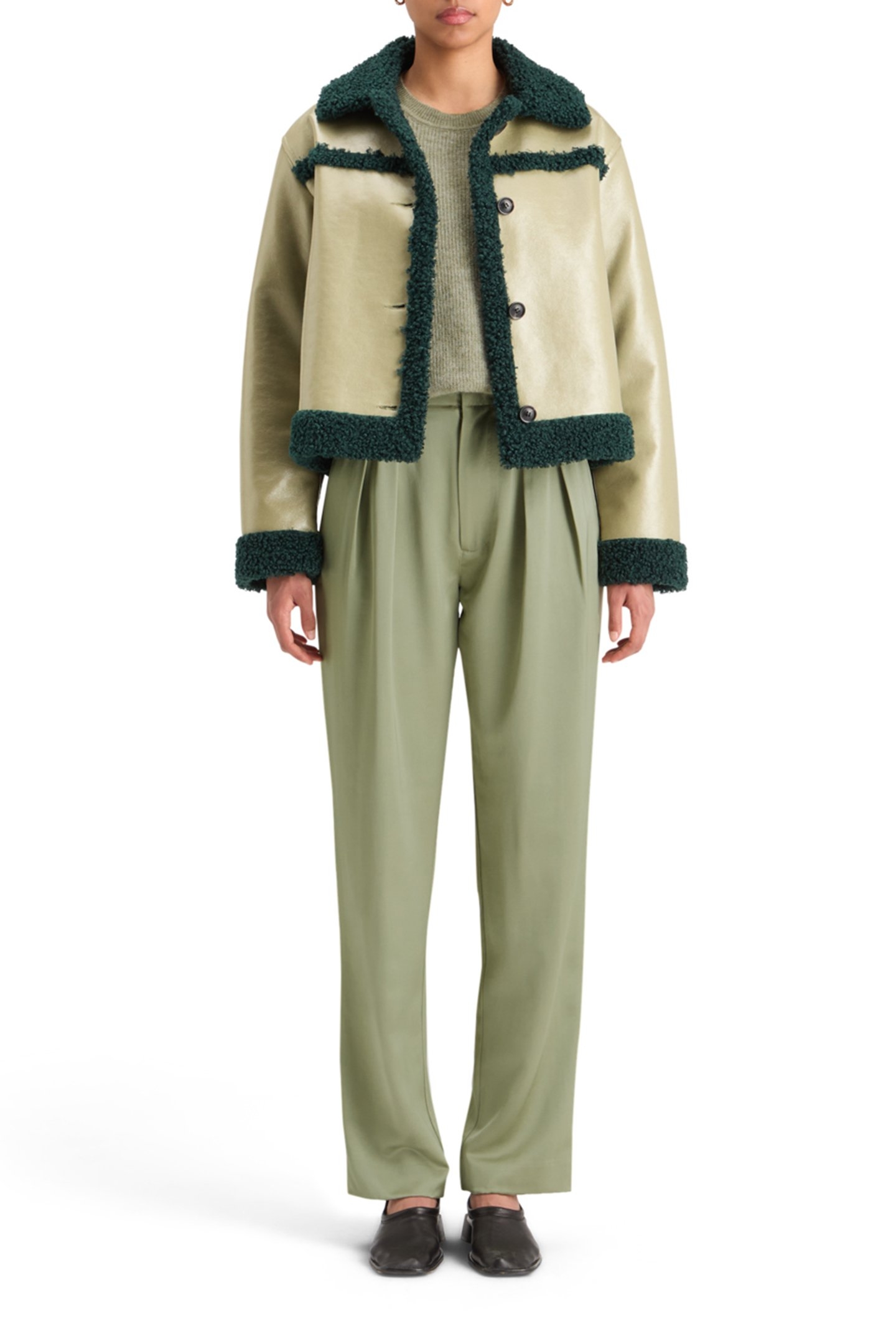 FUZZY CREW NECK PULLOVER WASHED SAGE MELANGE 6