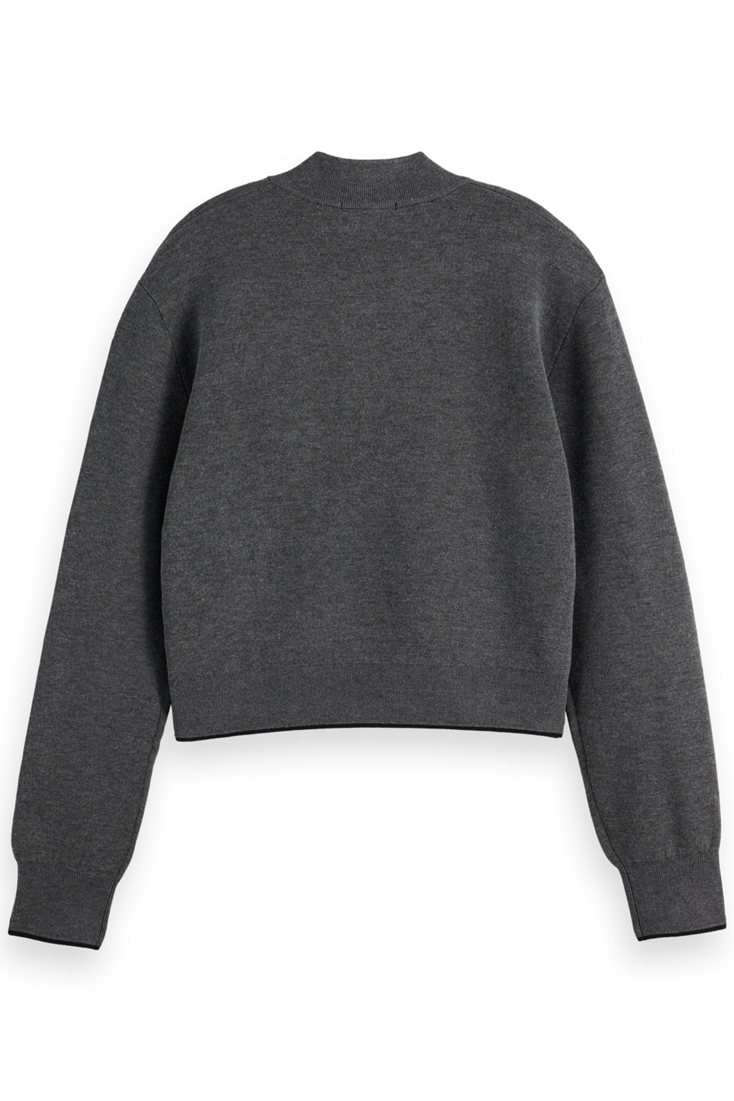 COMPACT KNITTED CROPPED BOMBER CHARCOAL MELANGE 2