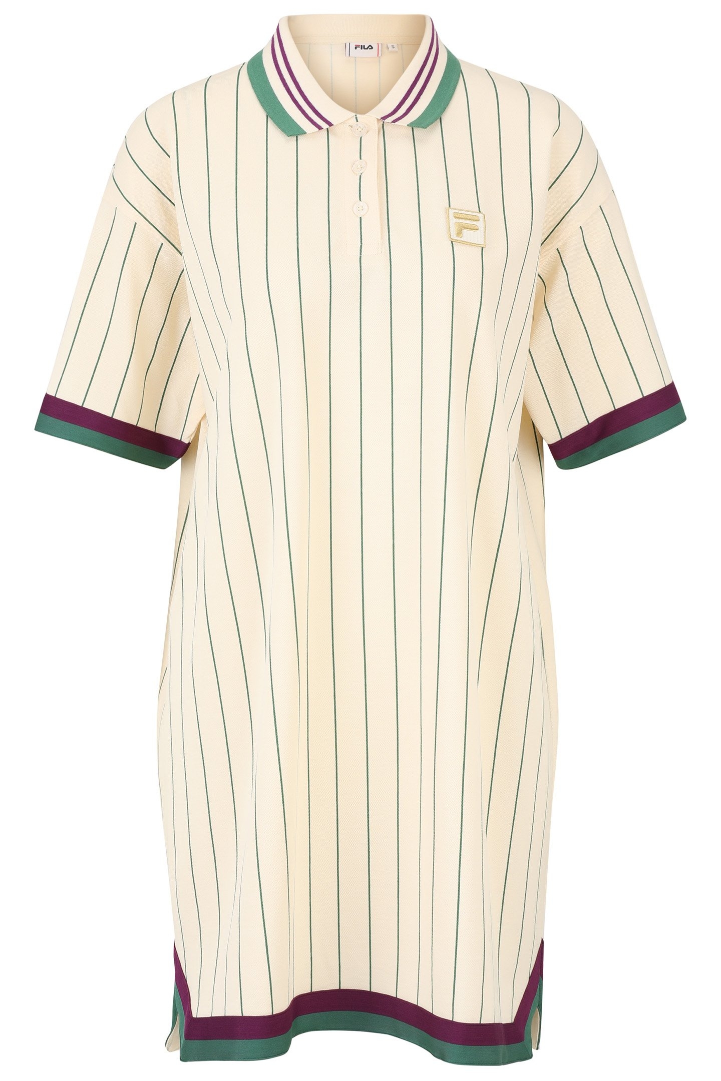 LAVINIA STRIPED OVERSIZED POLO DRESS ANTIQUE WHITE/FIR STRIP 4