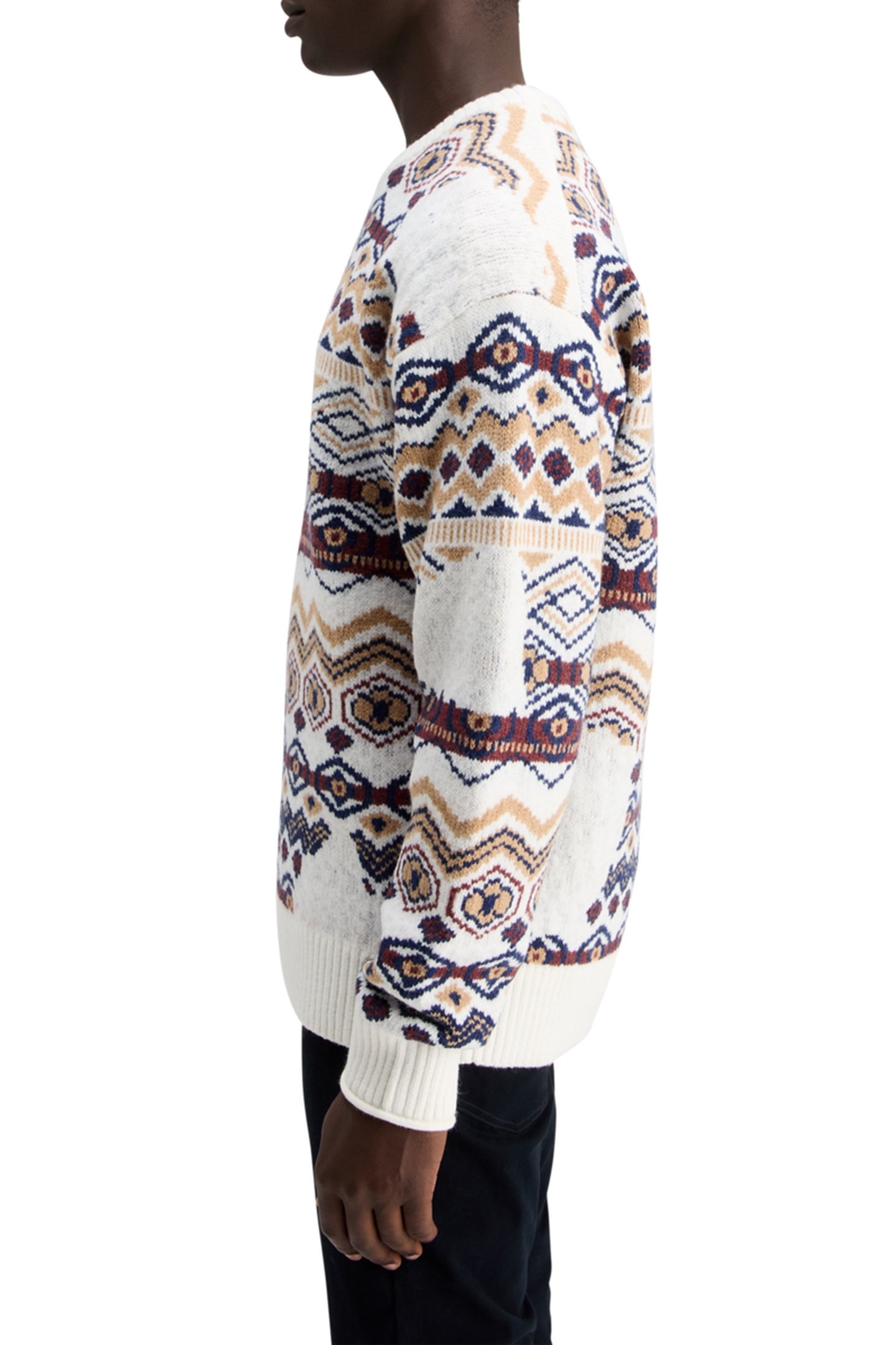 DROPPED SHOULDER JACQUARD ALL OVER FAIRISLE DISTORTED AOP 6