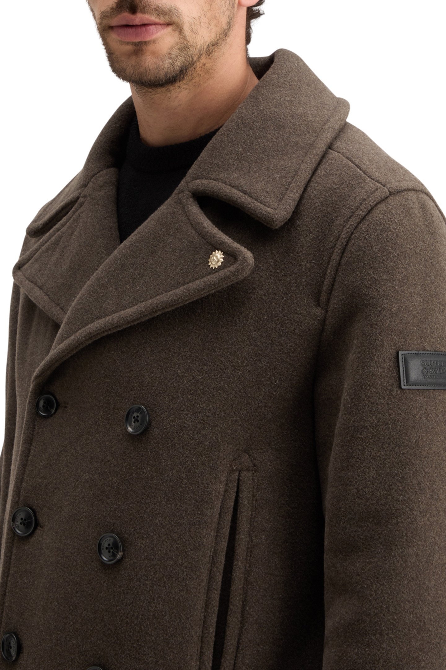 WOOL BLEND PEACOAT COFFEE 7