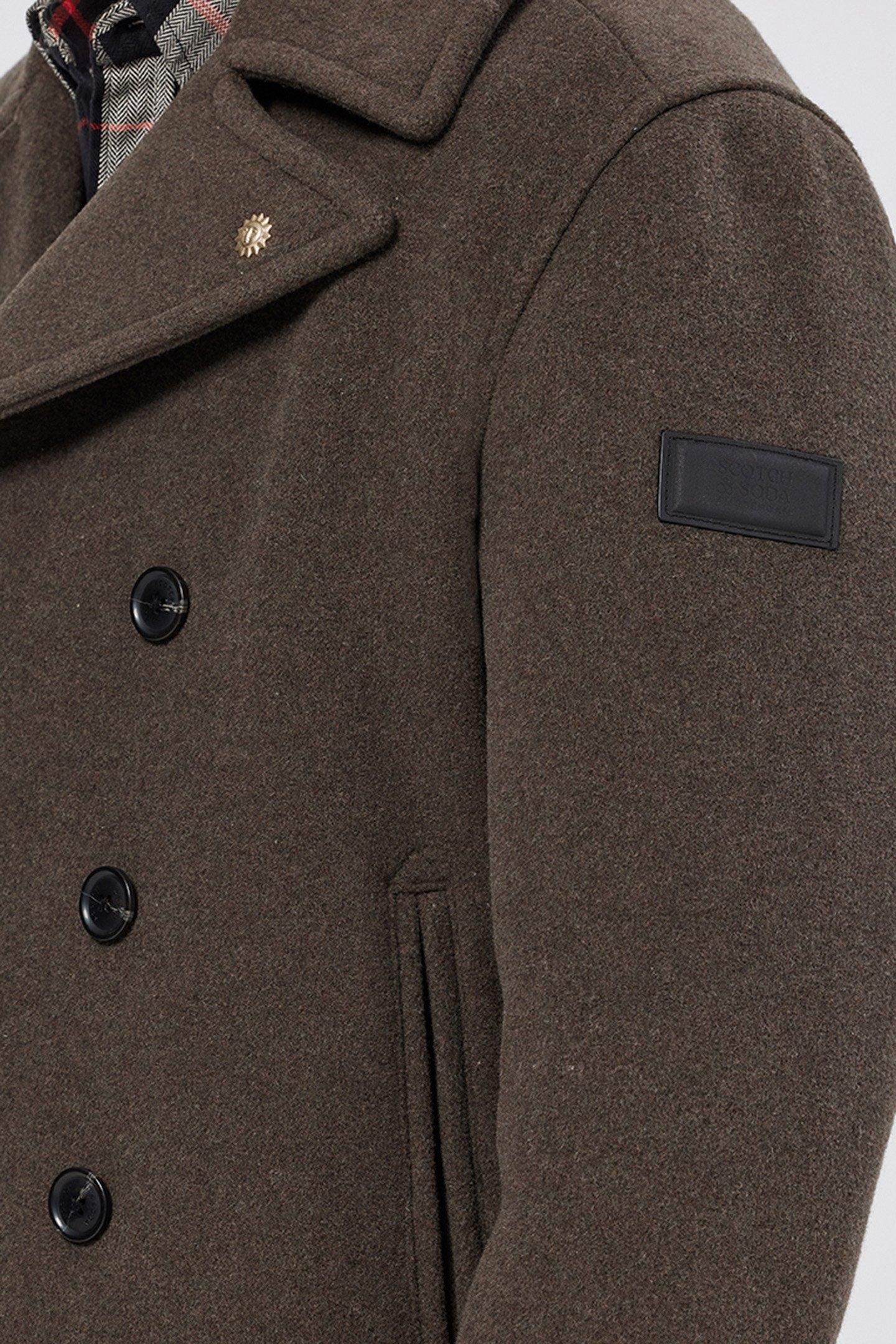 WOOL BLEND PEACOAT COFFEE 8